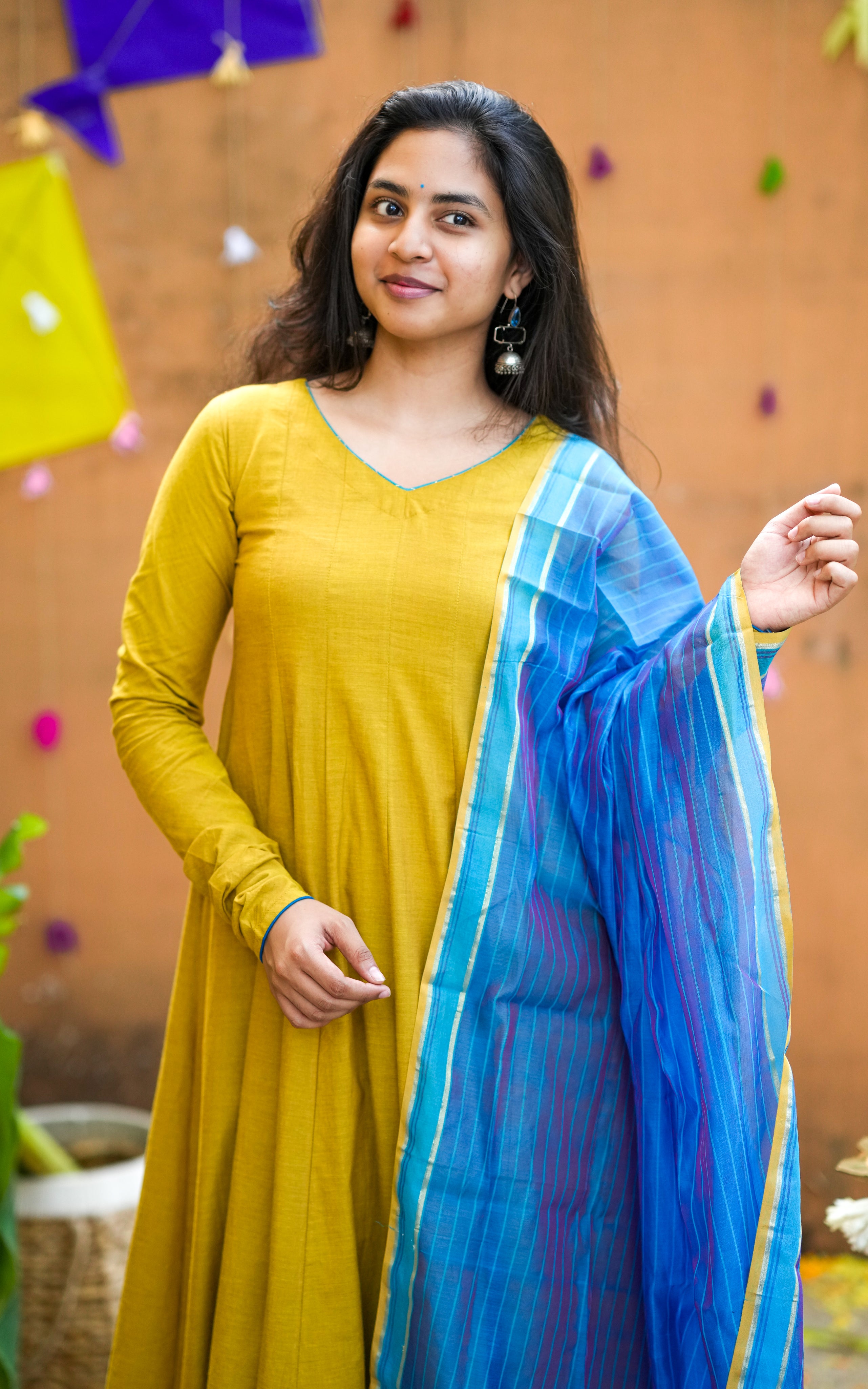 Gathered sleeve Anarkali kurti