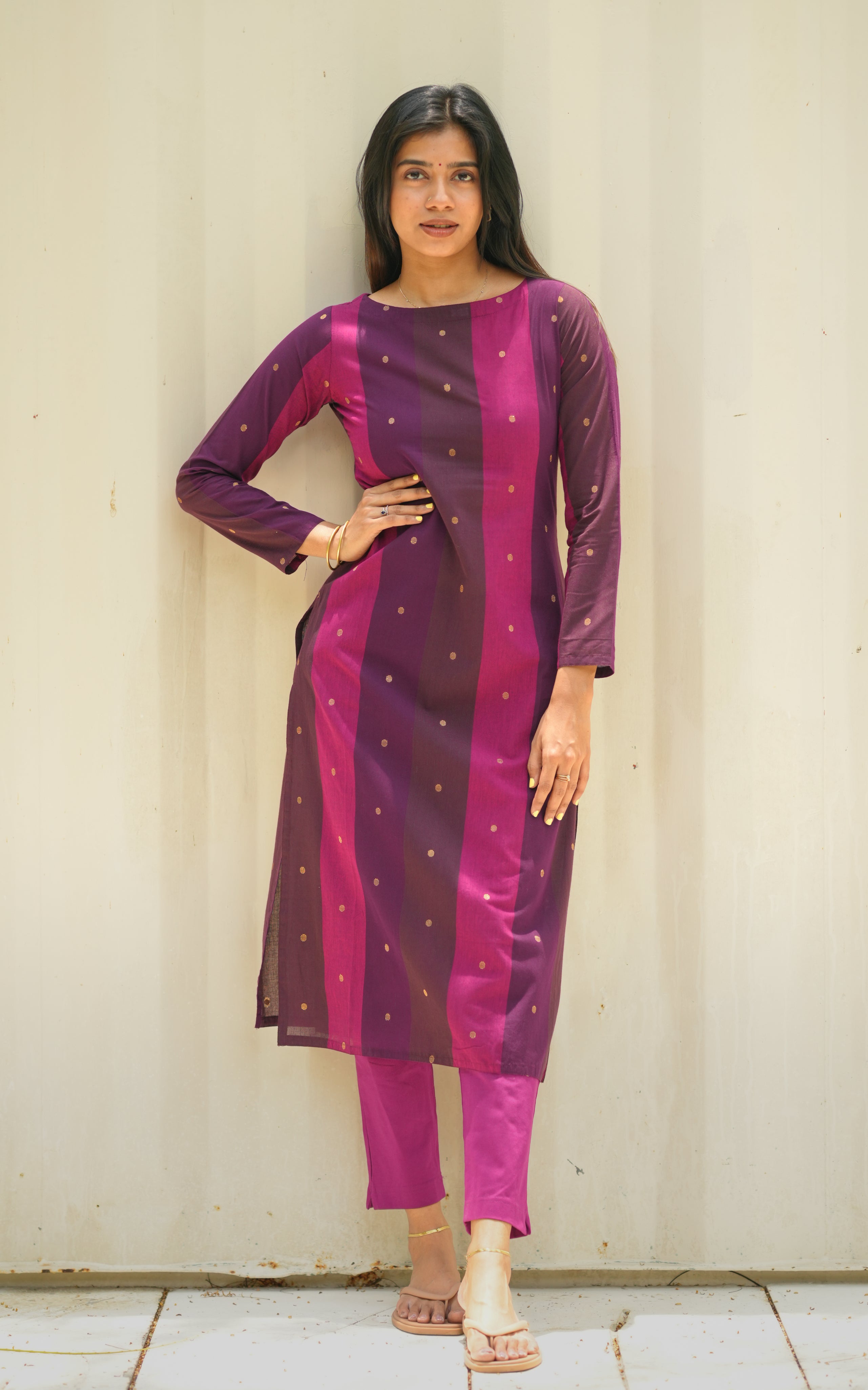 Instore - Multi Color South Cotton Straight Cut Kurti Featuring Boat Neck, No Lining