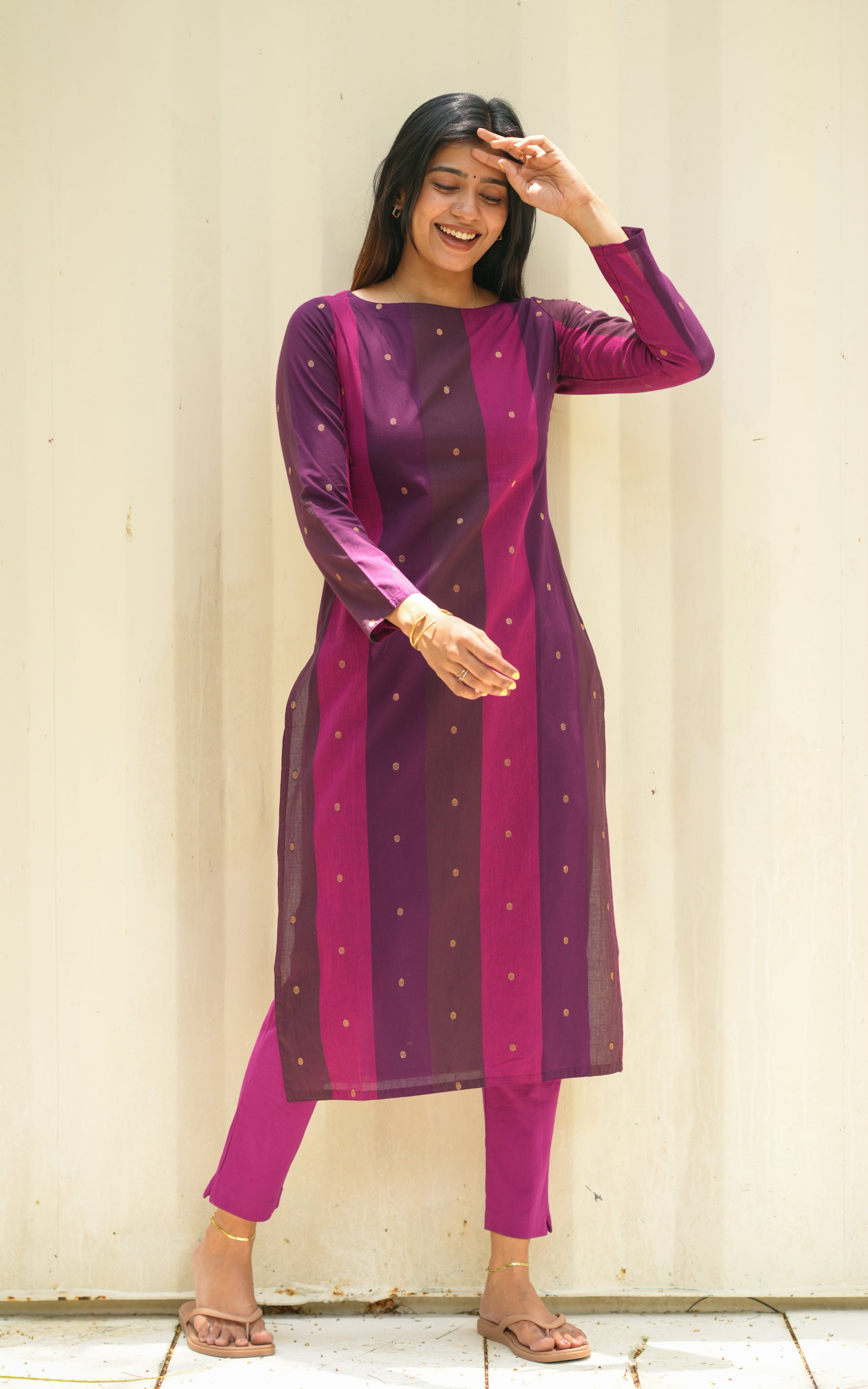 Instore - Multi Color South Cotton Straight Cut Kurti Featuring Boat Neck, No Lining