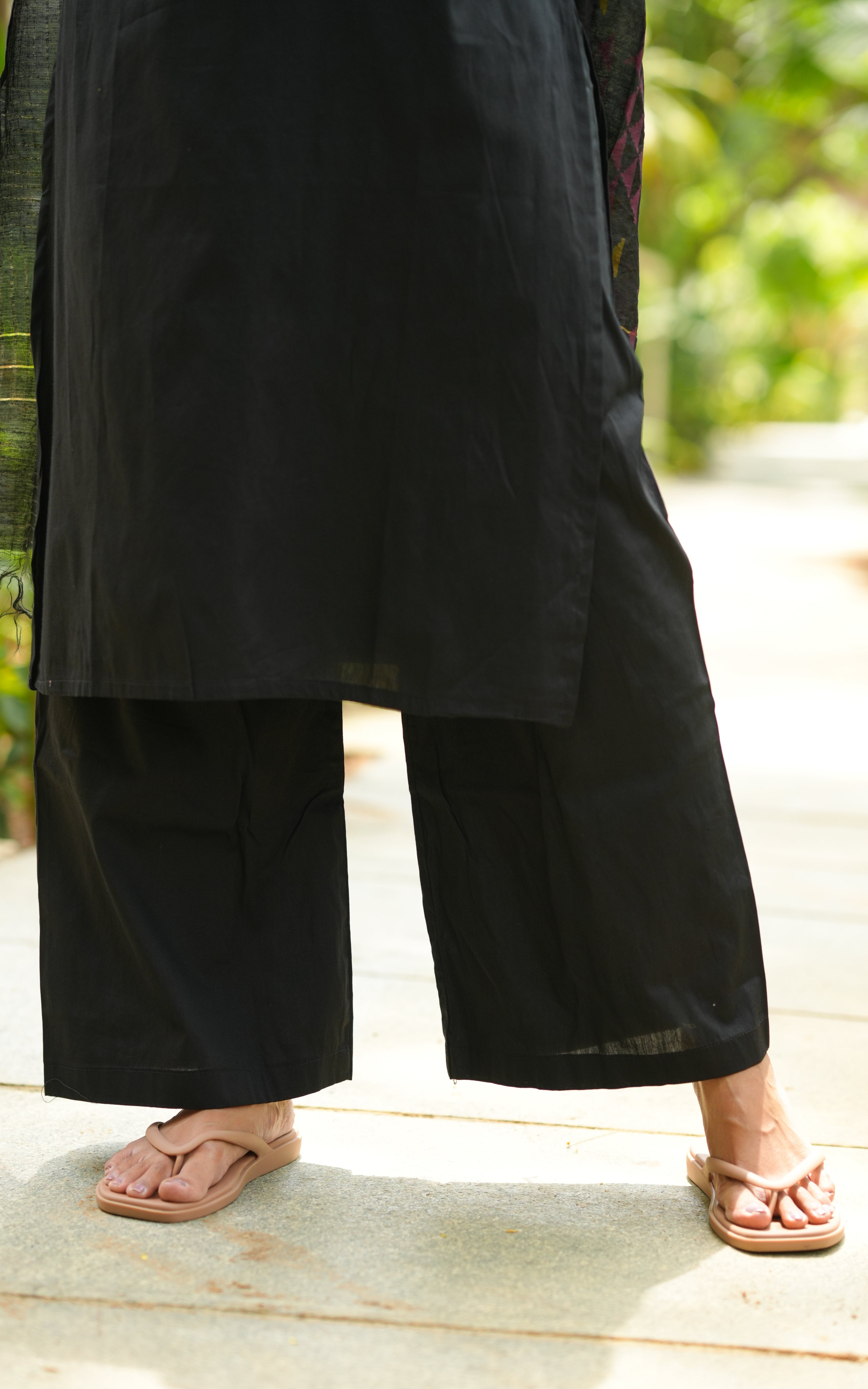 Instore – Black Cotton Kurti Set for Women – Handblock Printed – Ethnic Wear