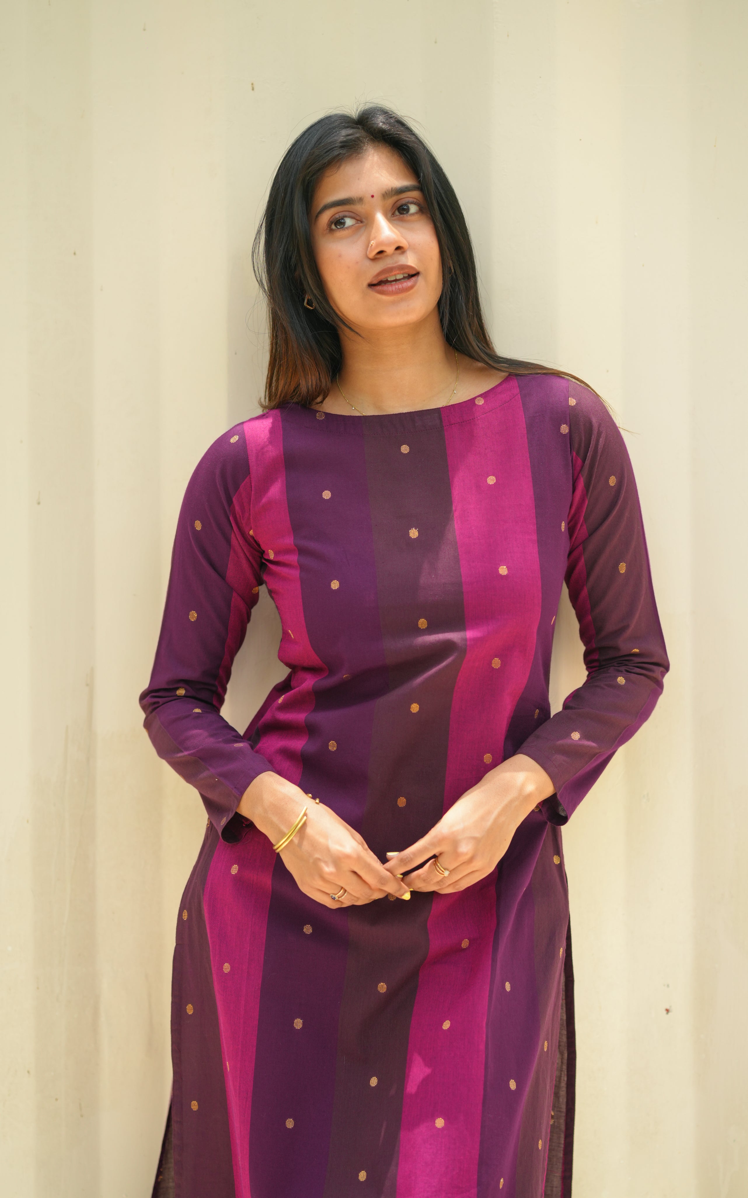 Instore - Multi Color South Cotton Straight Cut Kurti Featuring Boat Neck, No Lining