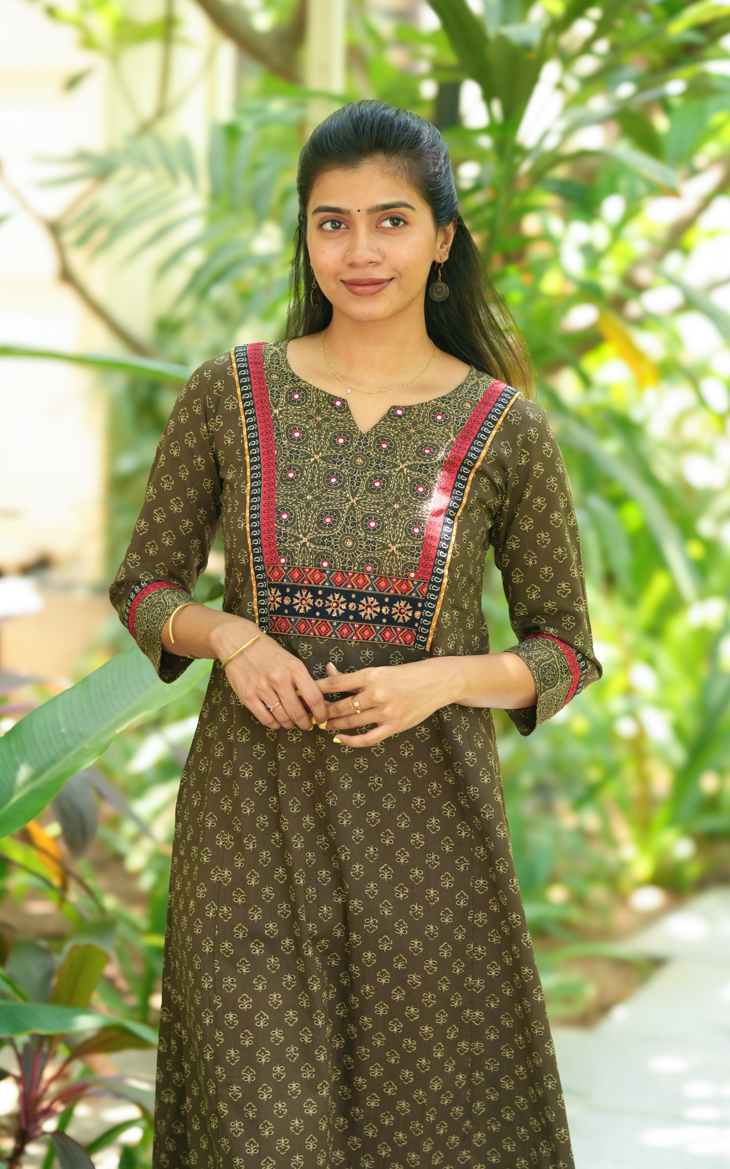 Elegant brown Aline kurti for women