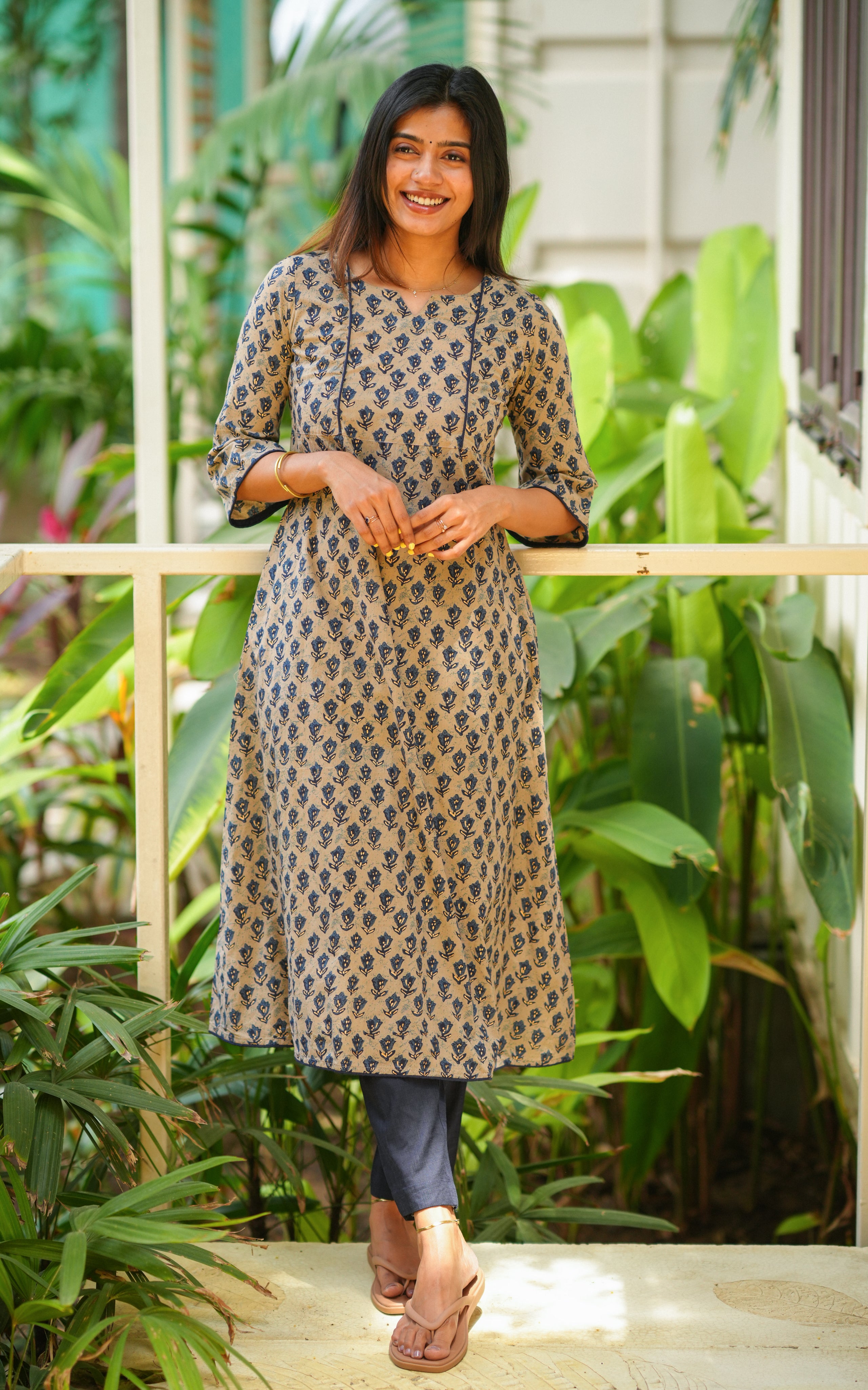 Elegant blue Aline kurti for women