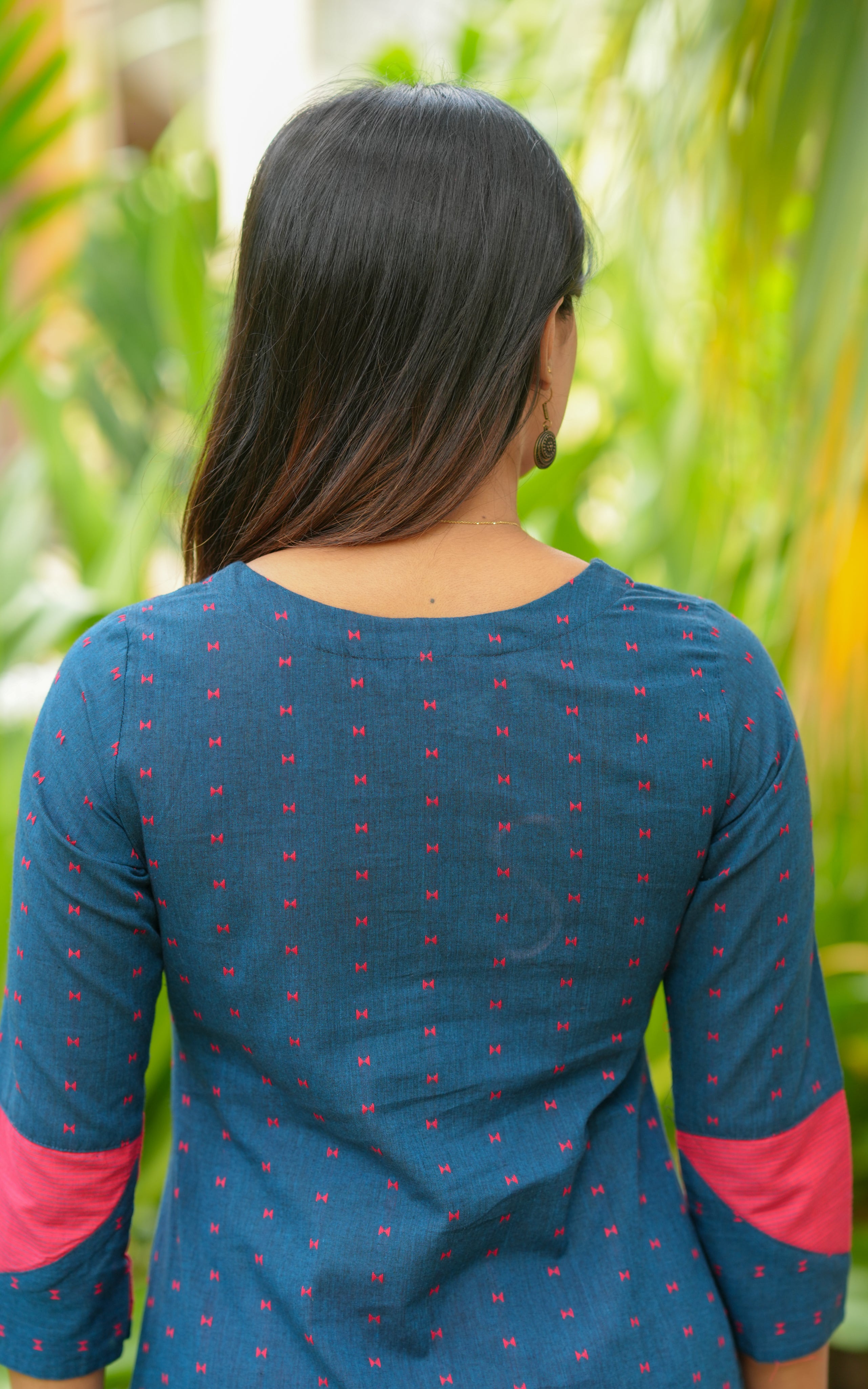Instore - Deep Teal South Cotton Straight Cut Kurti with Side Slit, Palazzo Pant with Side Pocket, No Lining