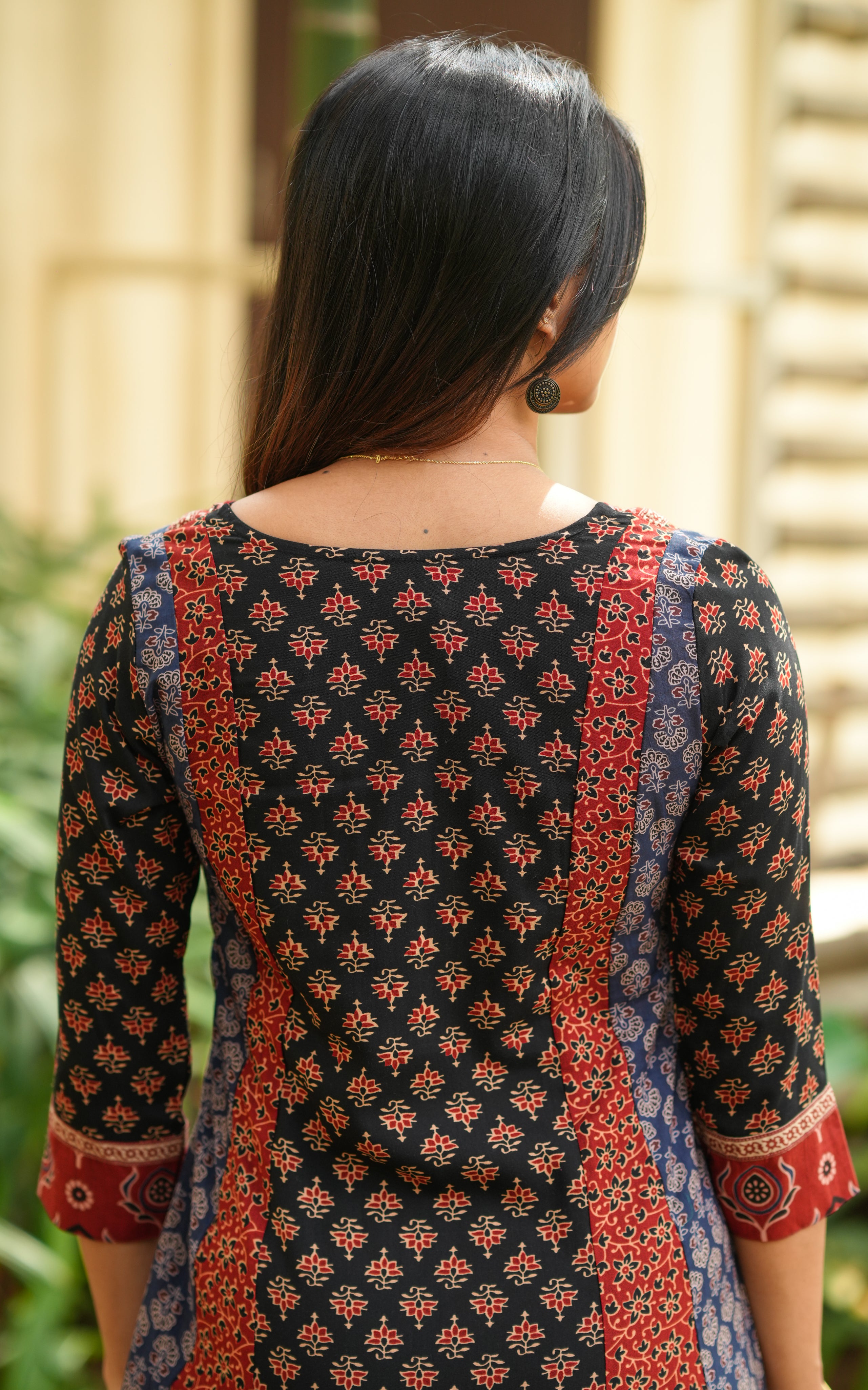 Traditional multicolor long cotton kurti for women