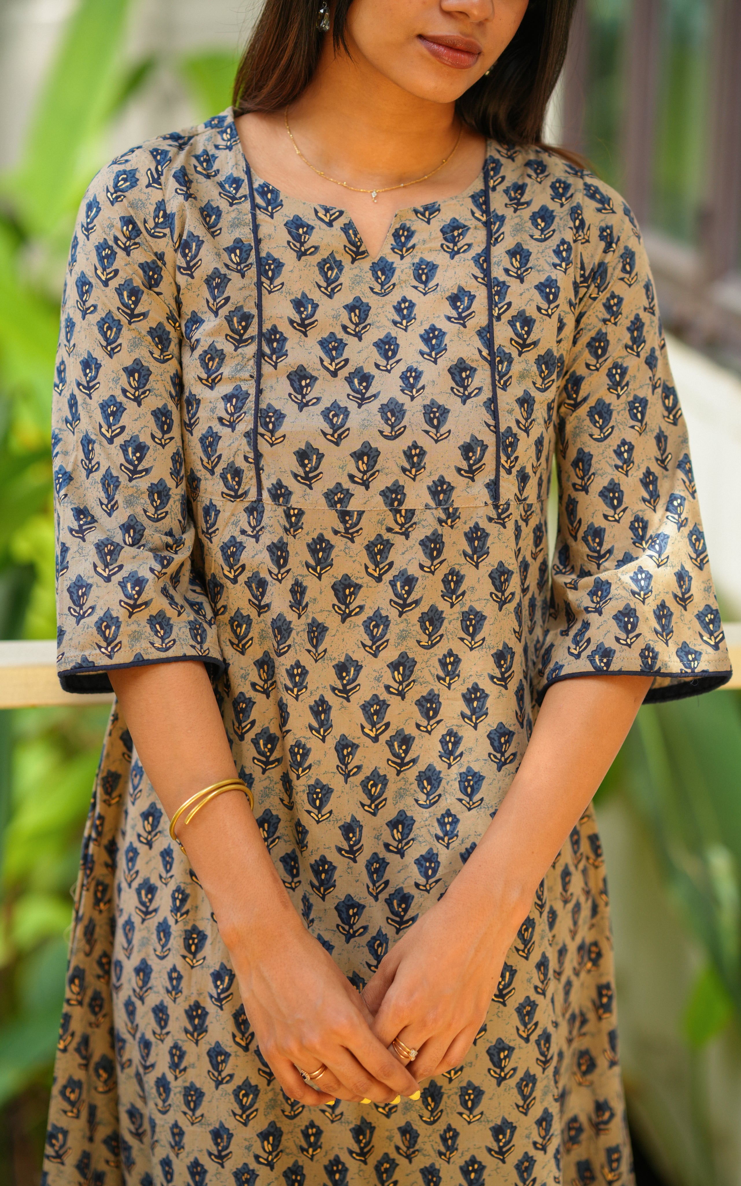 Blue ethnic cotton kurti for women