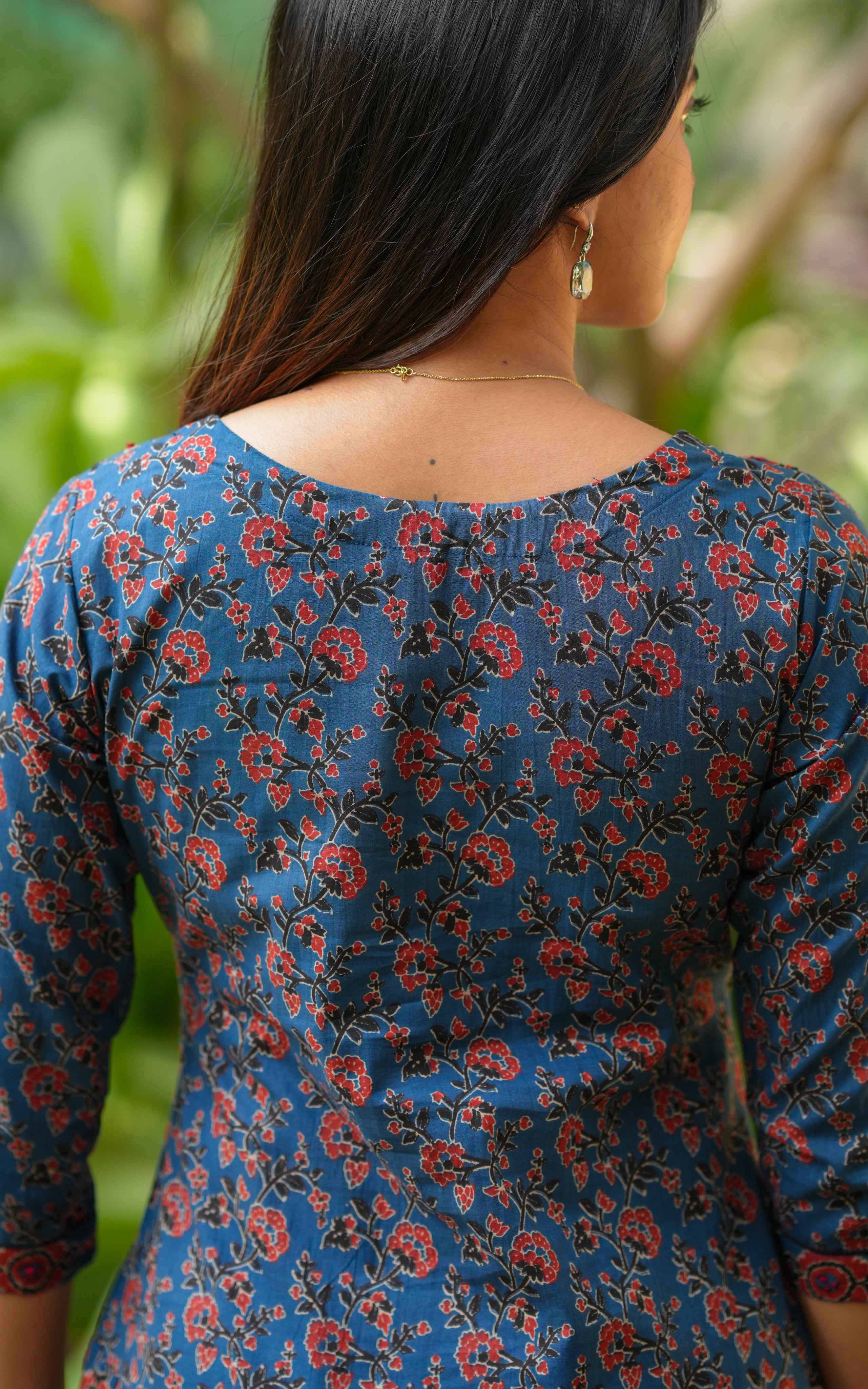 Blue classic cotton kurti set for women