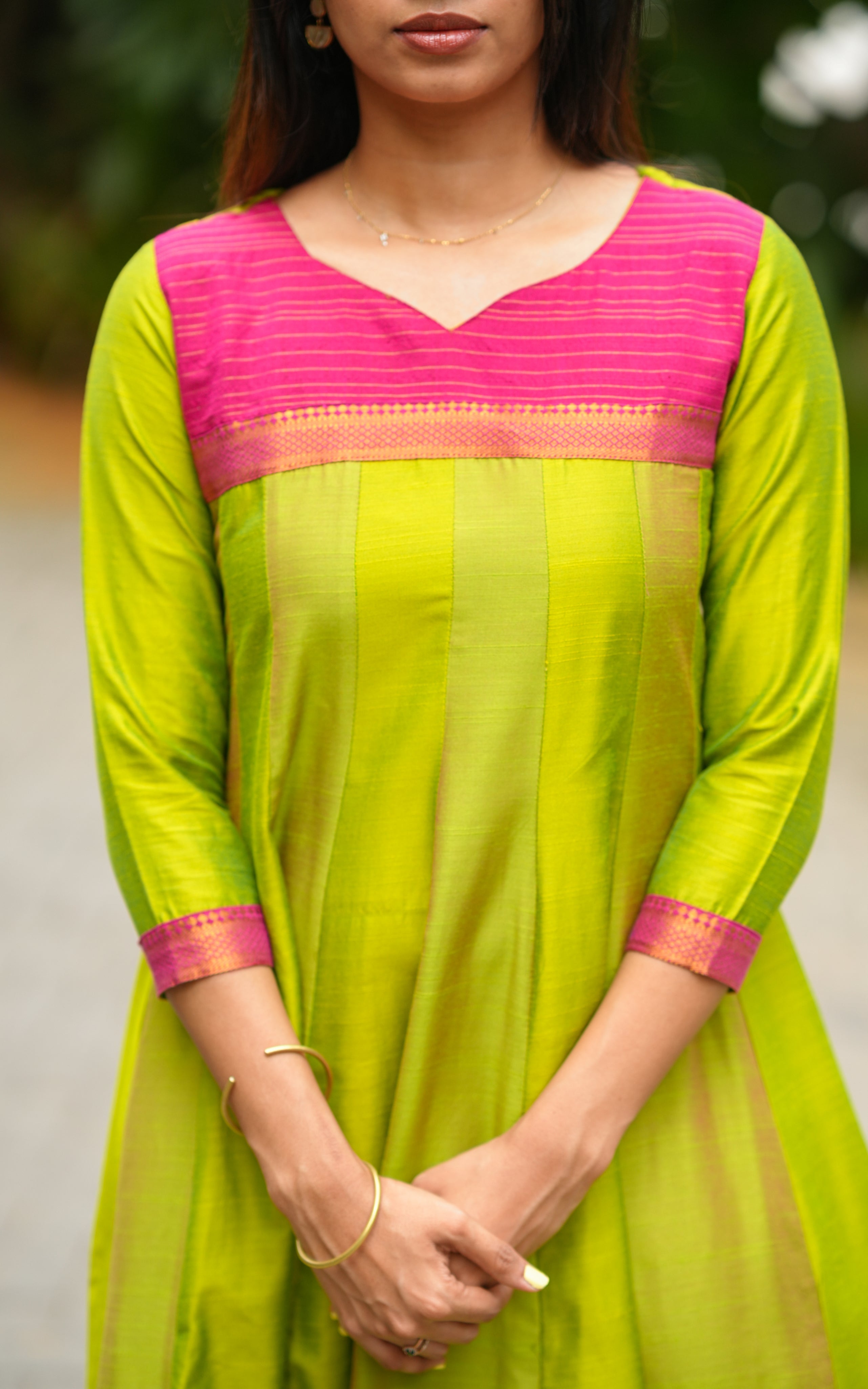 Traditional silk cotton Anarkali for women
