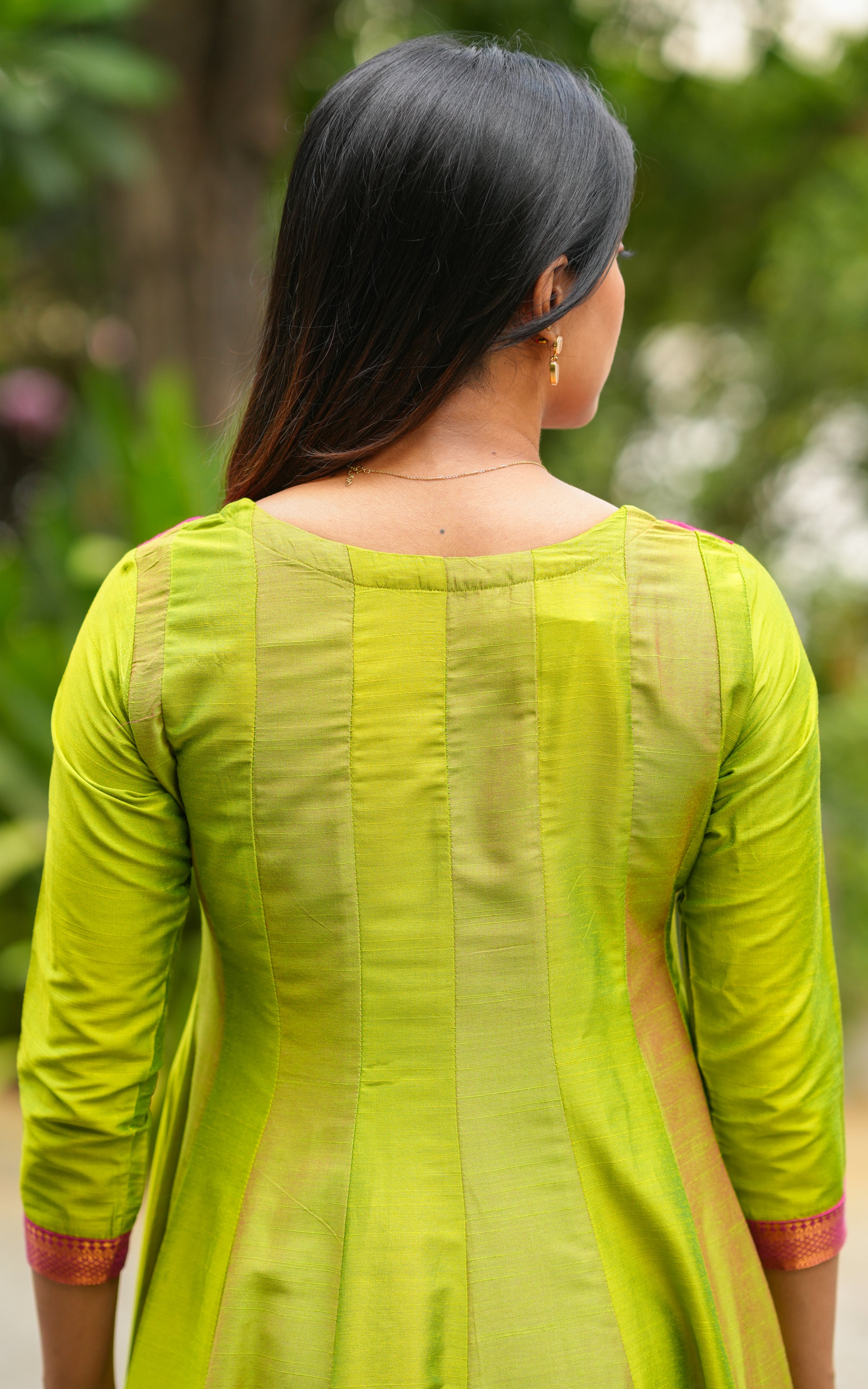 Traditional zari border Anarkali for women