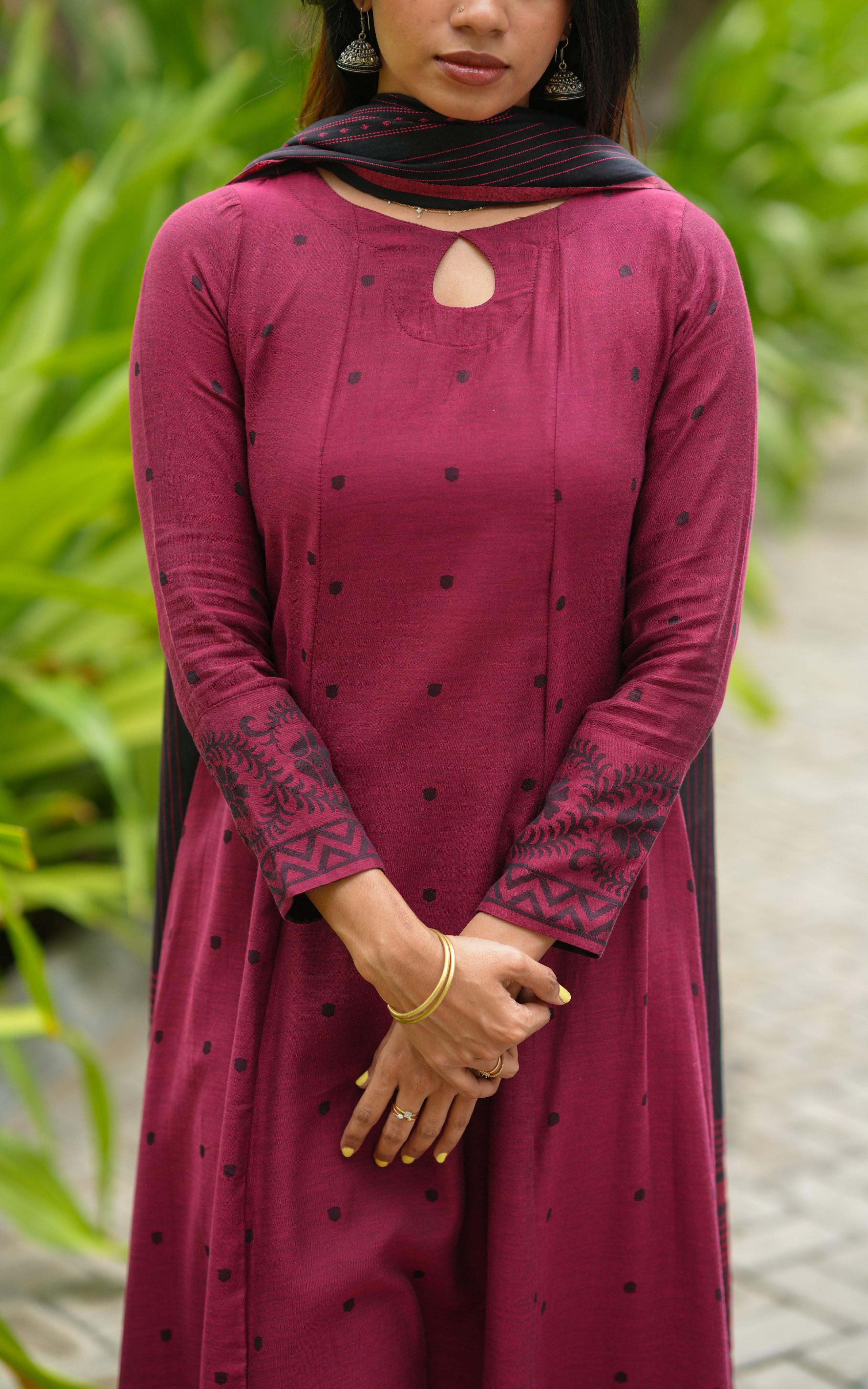 Elegant maroon flared kurti for women