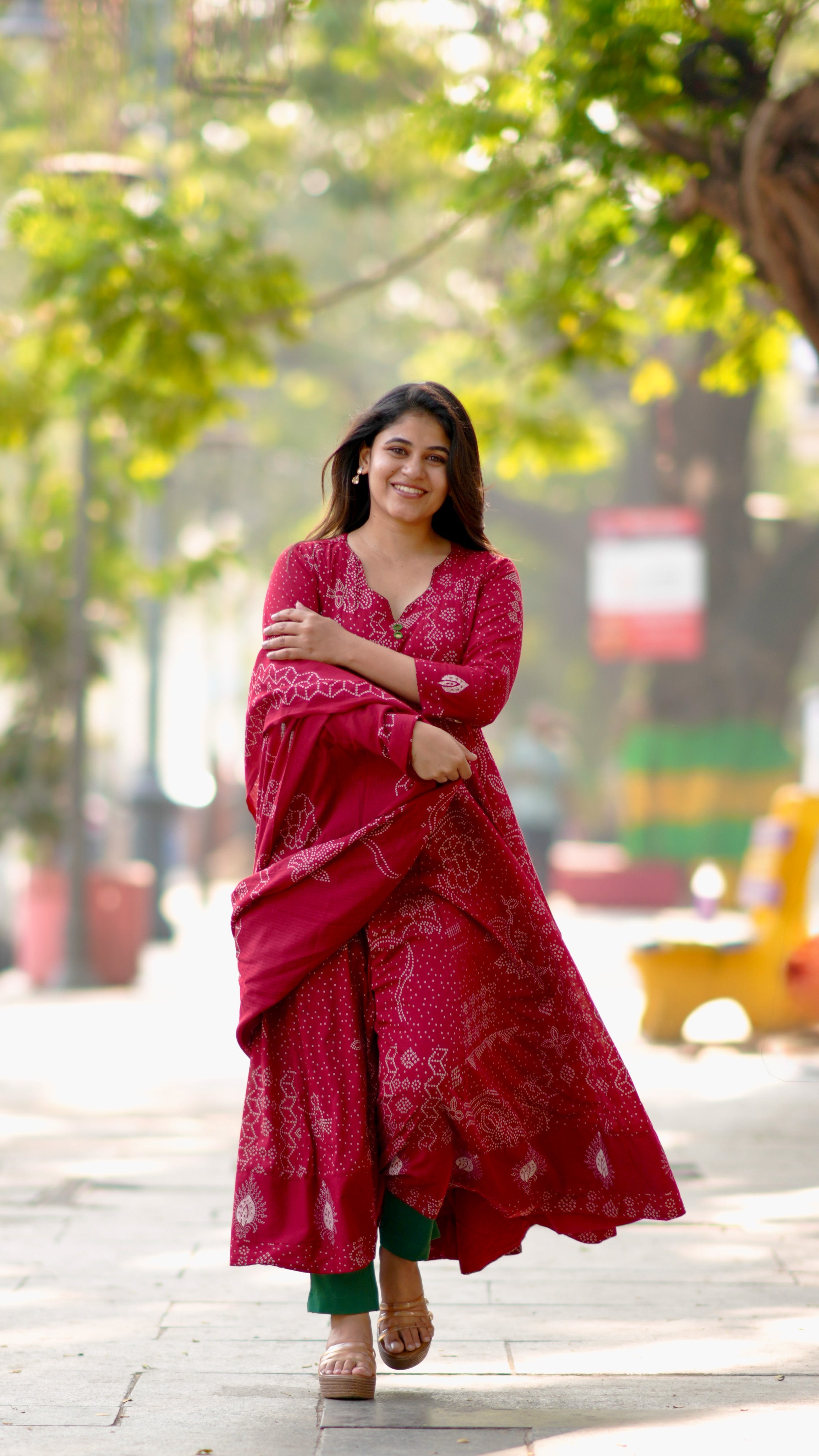 Madhumithra Red (Kurti+Dupatta)