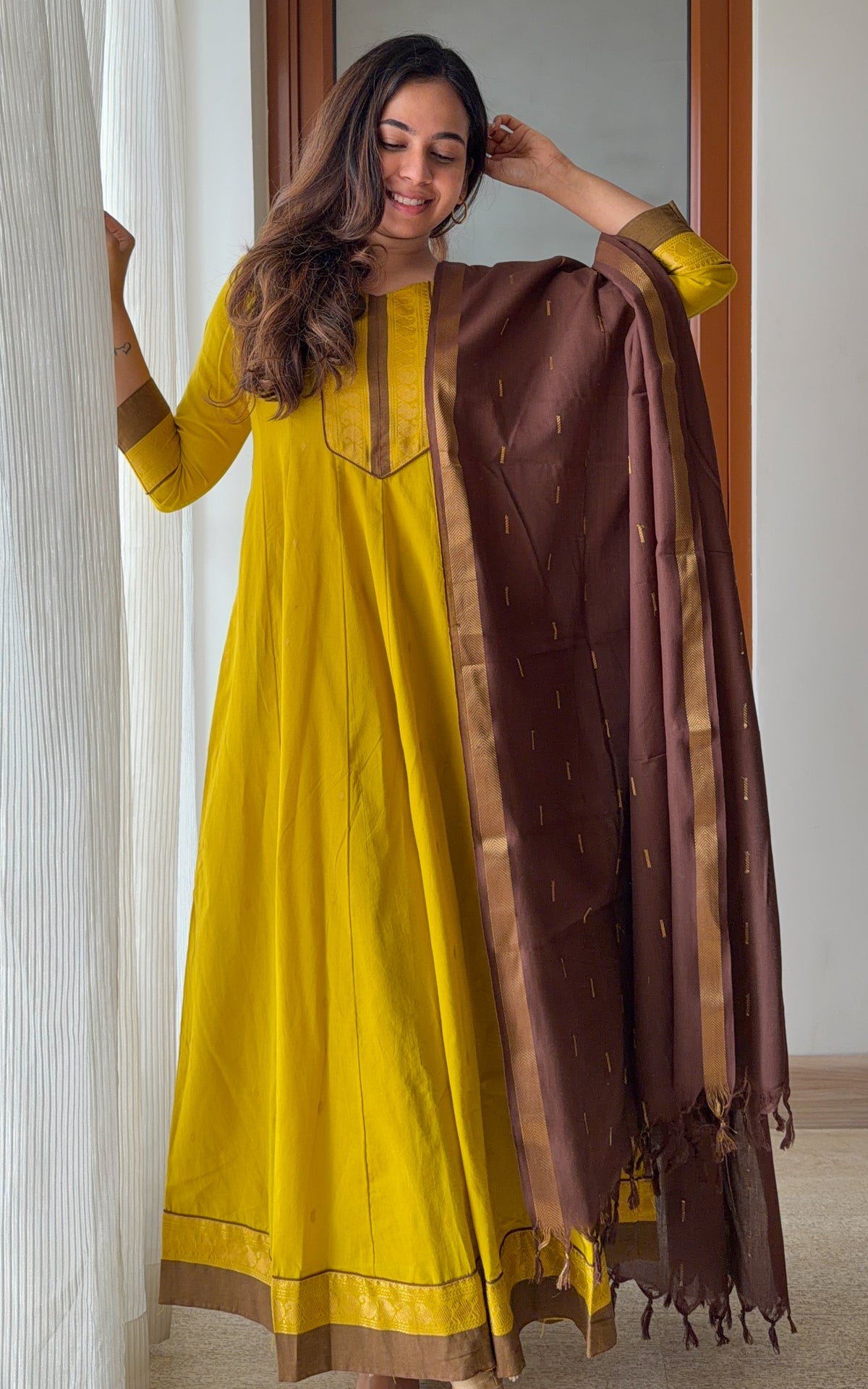 Kundhavai Mustard (Kurti+Dupatta)
