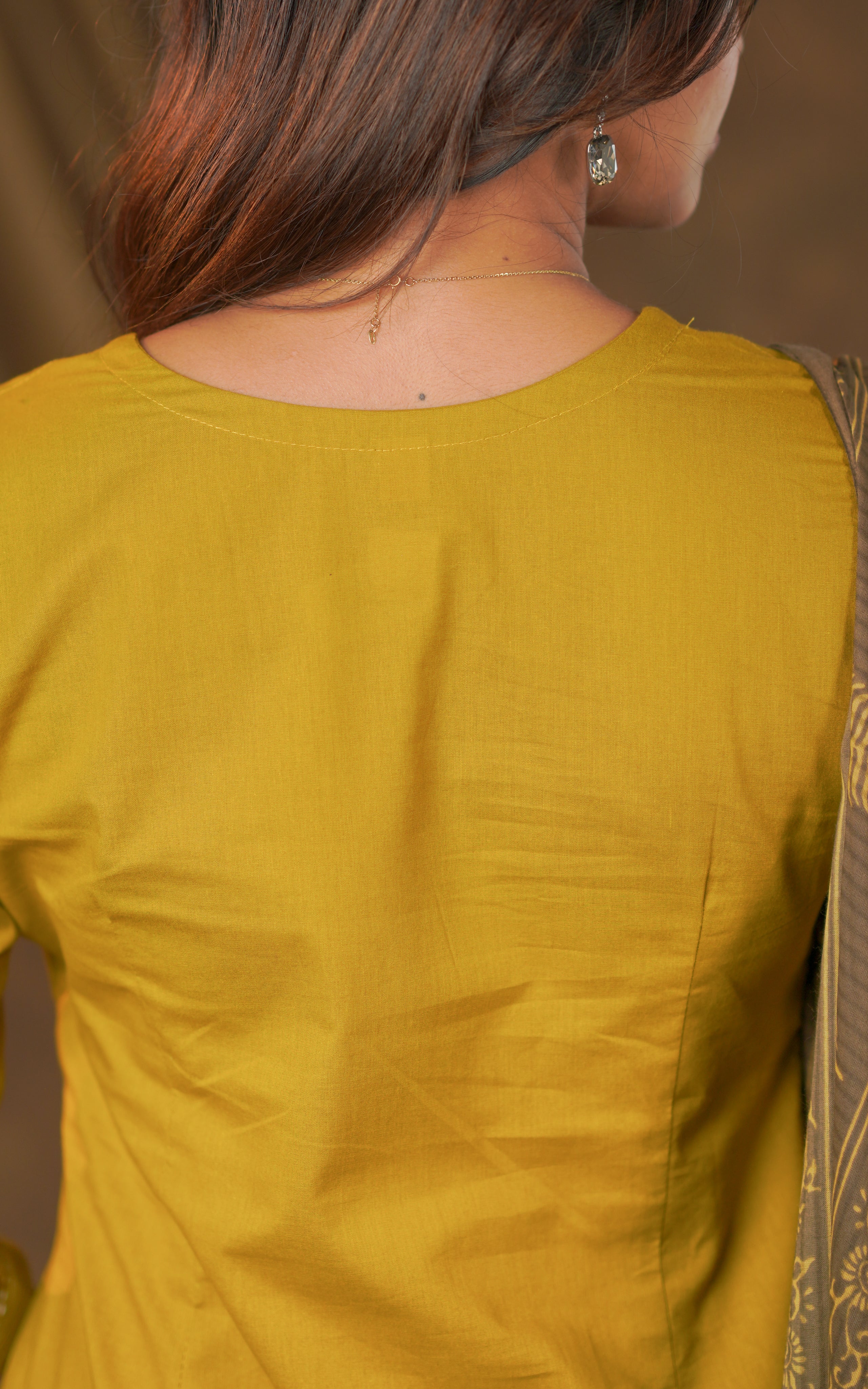 Yellow straight cut kurti sets