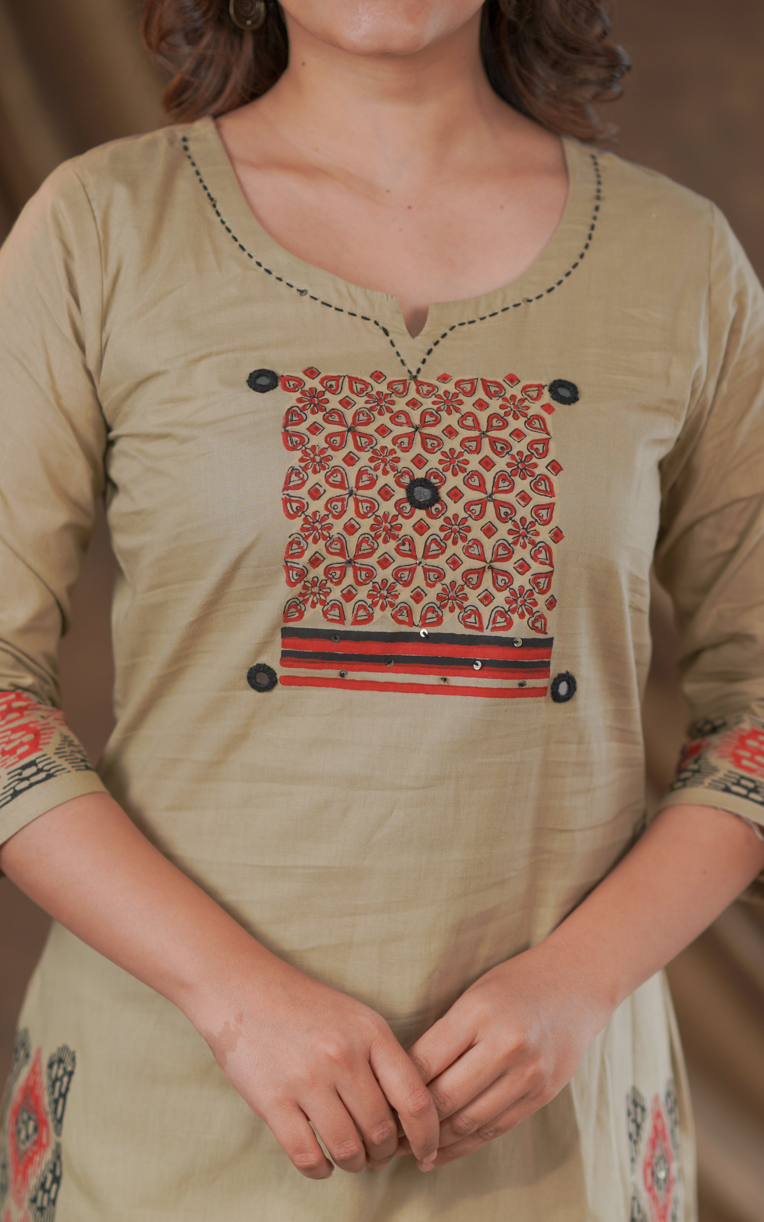Poongovai Handblock (Kurti+Pant+Dupatta)