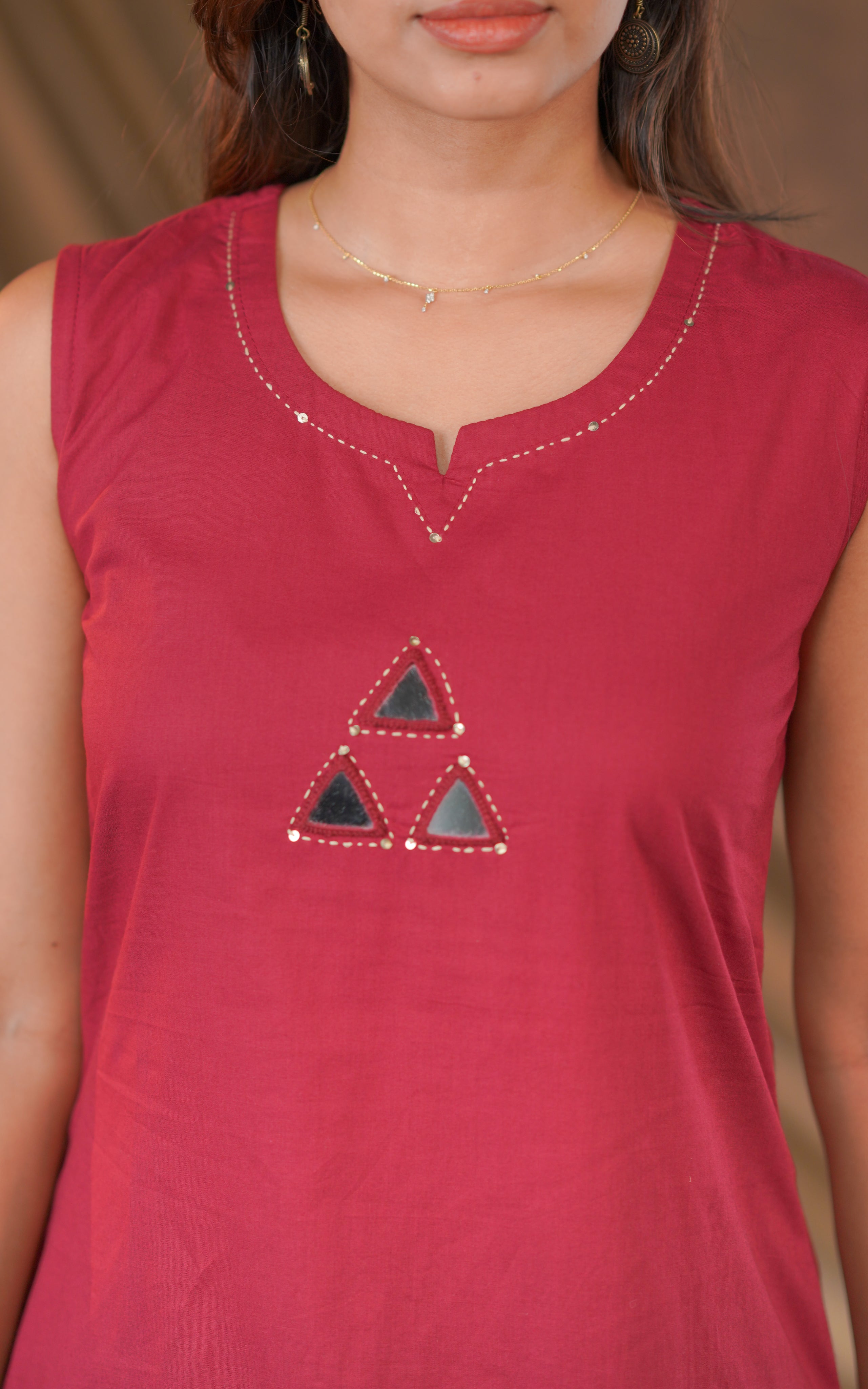 mirror work straight cut kurti 