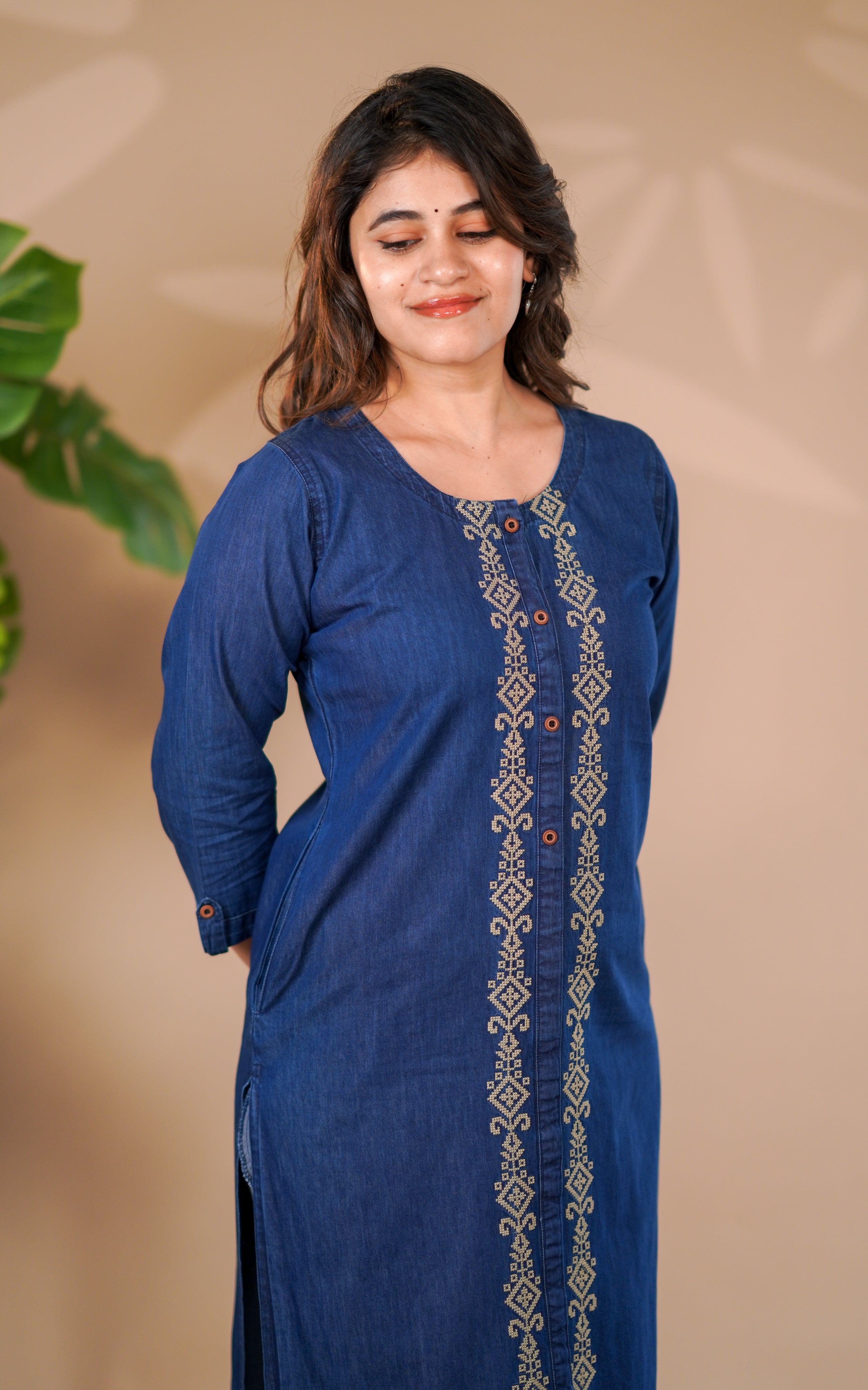 Embroidered Denim kurti