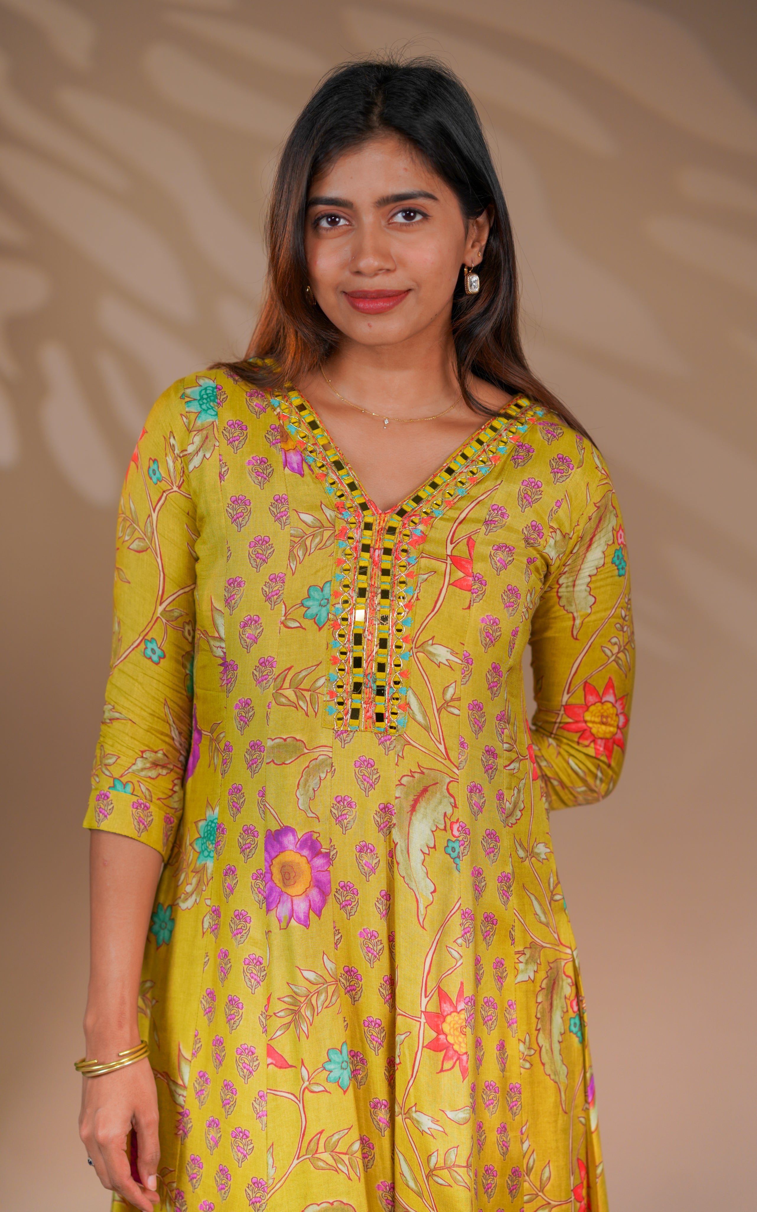Instore – Lemon Green Madhuksara Kurti for Women – Soft Silk – Festive Ethnic Wear