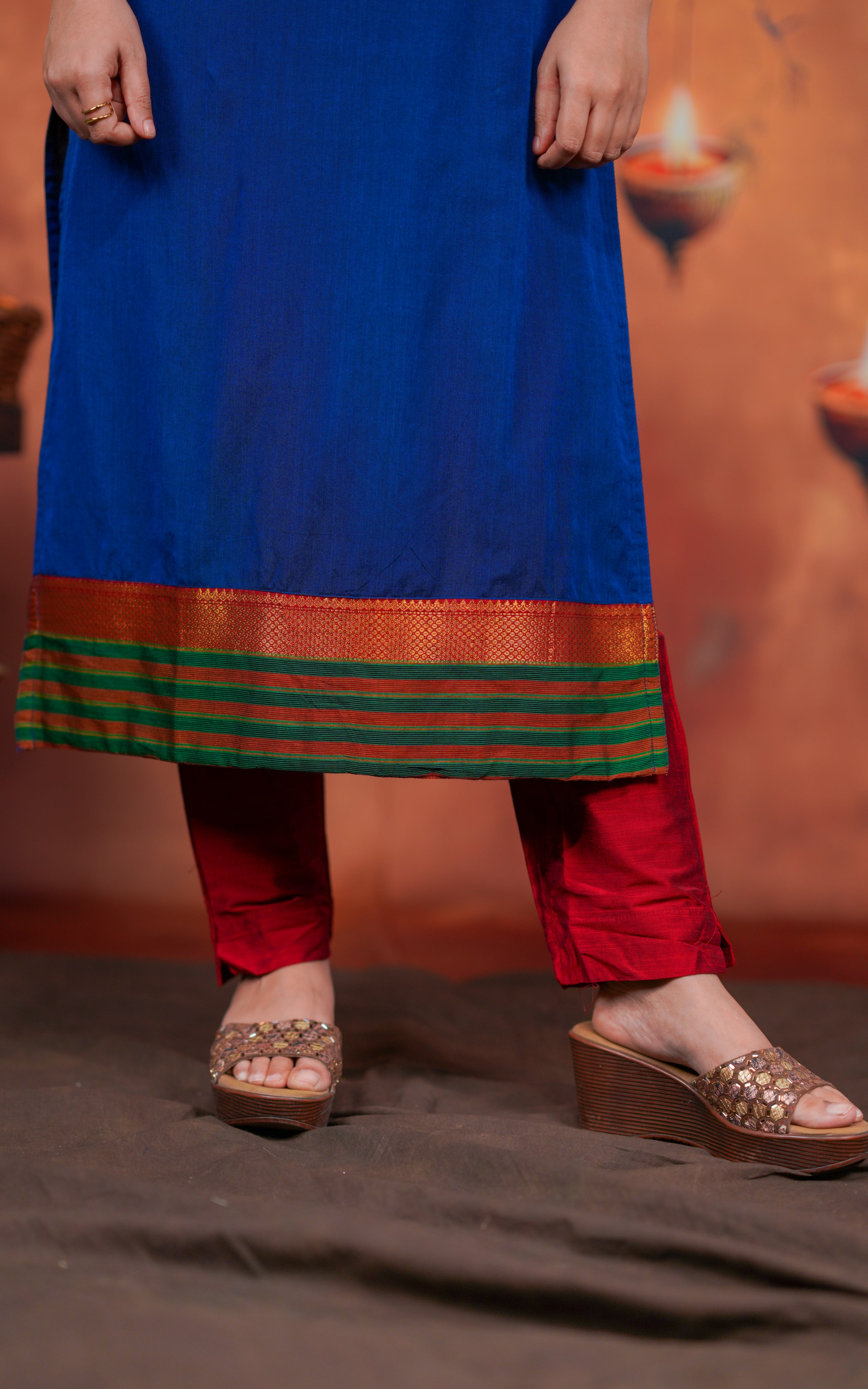 contrast zari-bordered kurti
