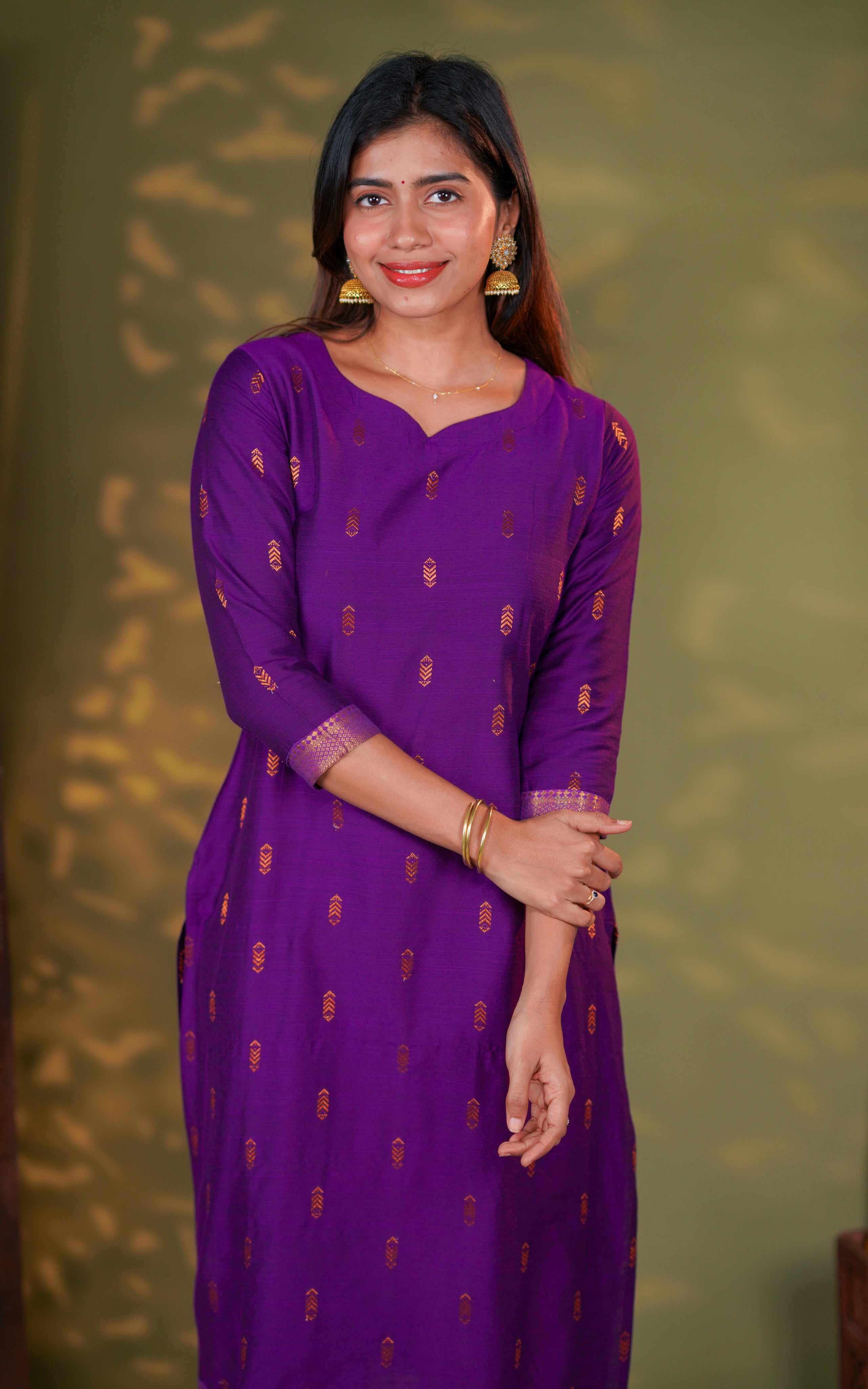 Silk cotton straight cut kurti
