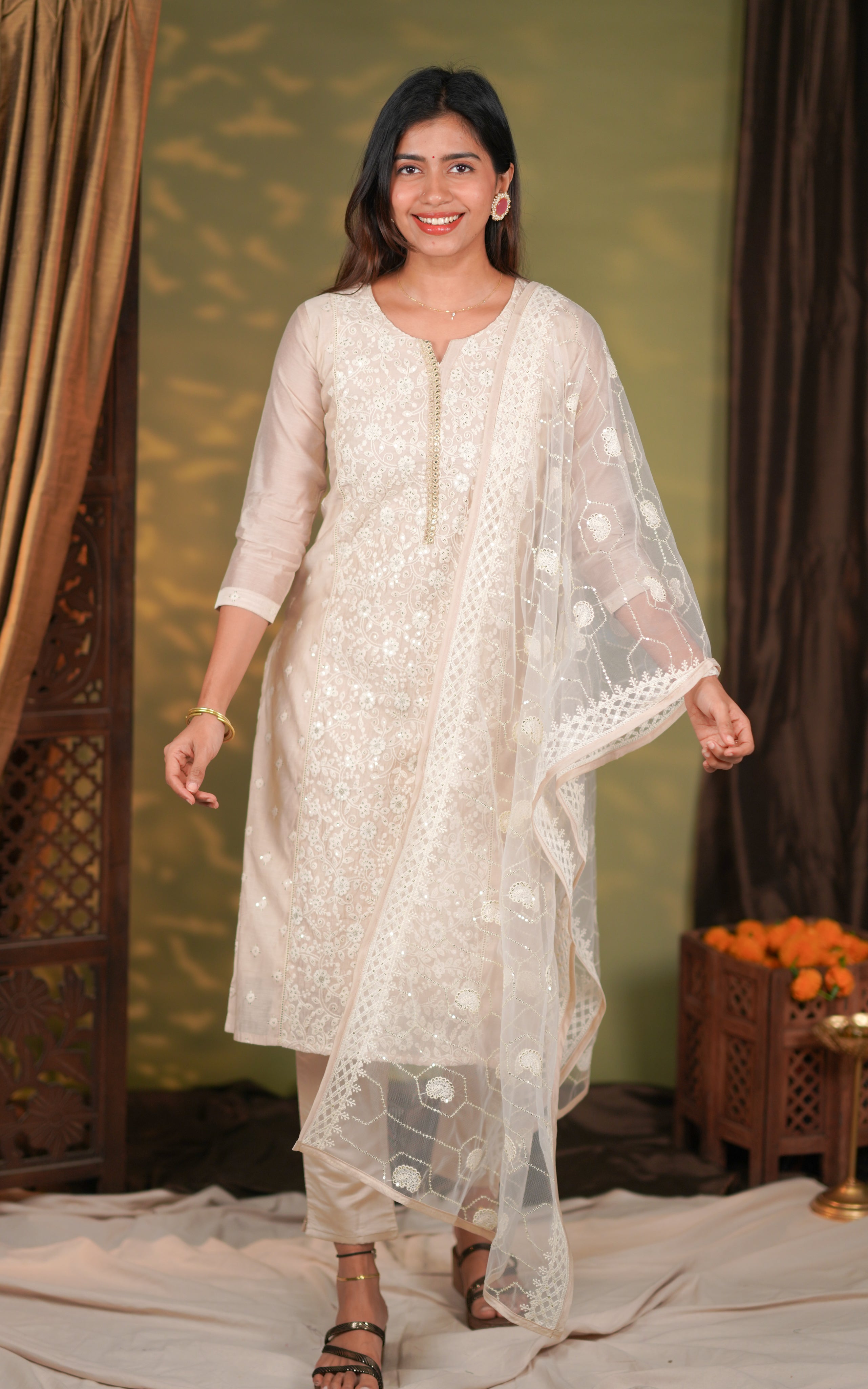 Embroidery straight cut kurti 