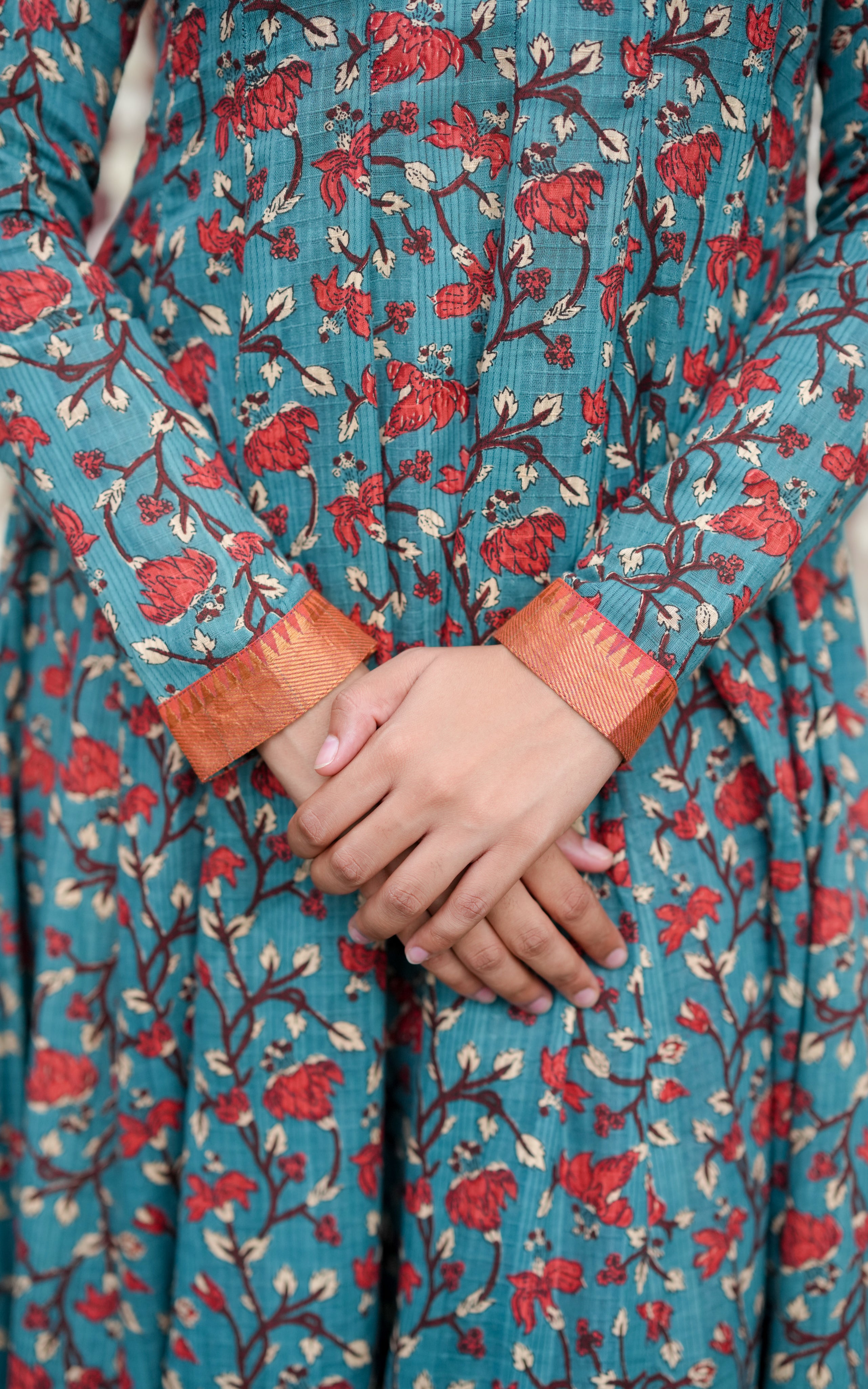 Anarkali kurti with floral motifs