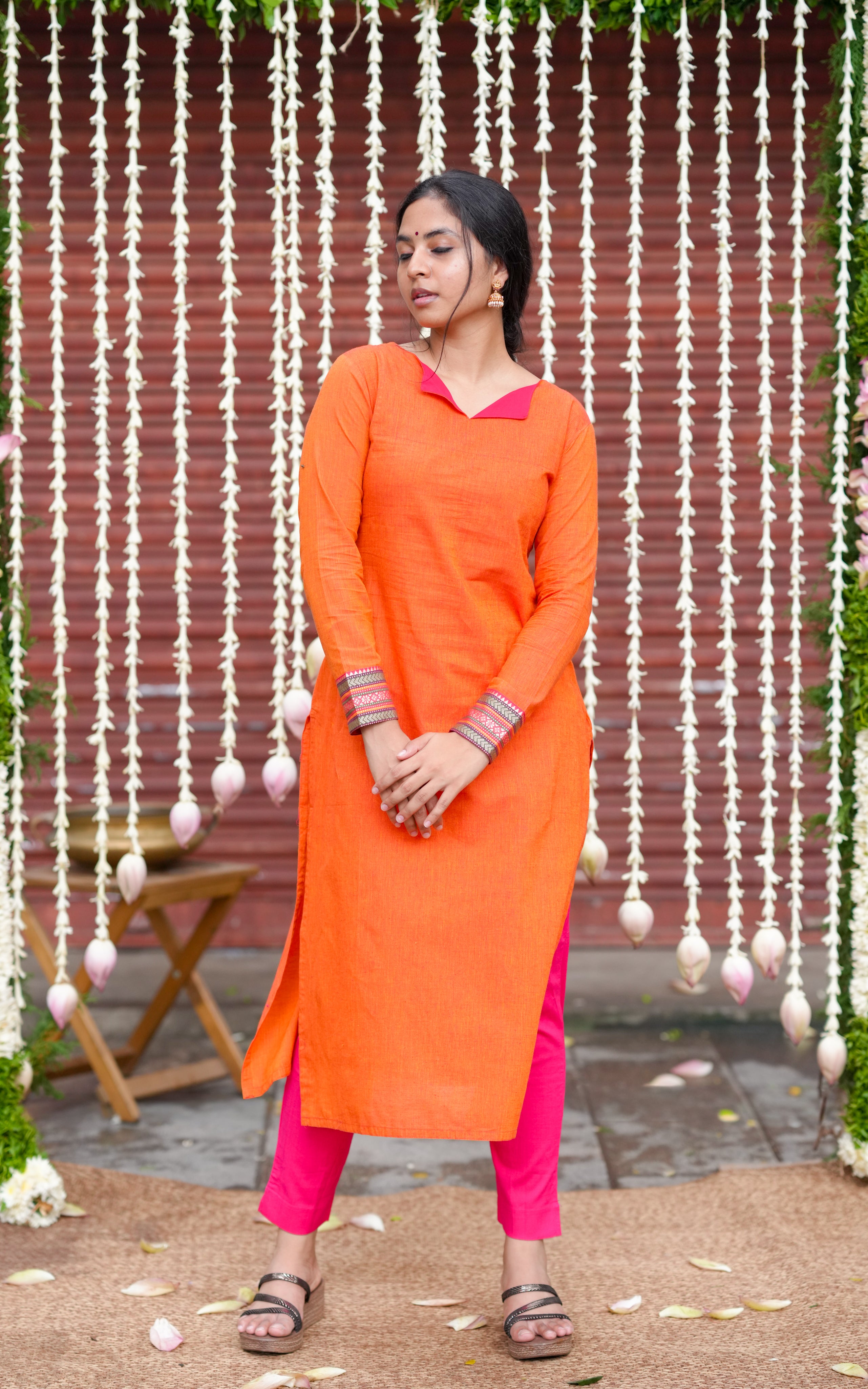 Ethnic straight kurti with minimal design for women