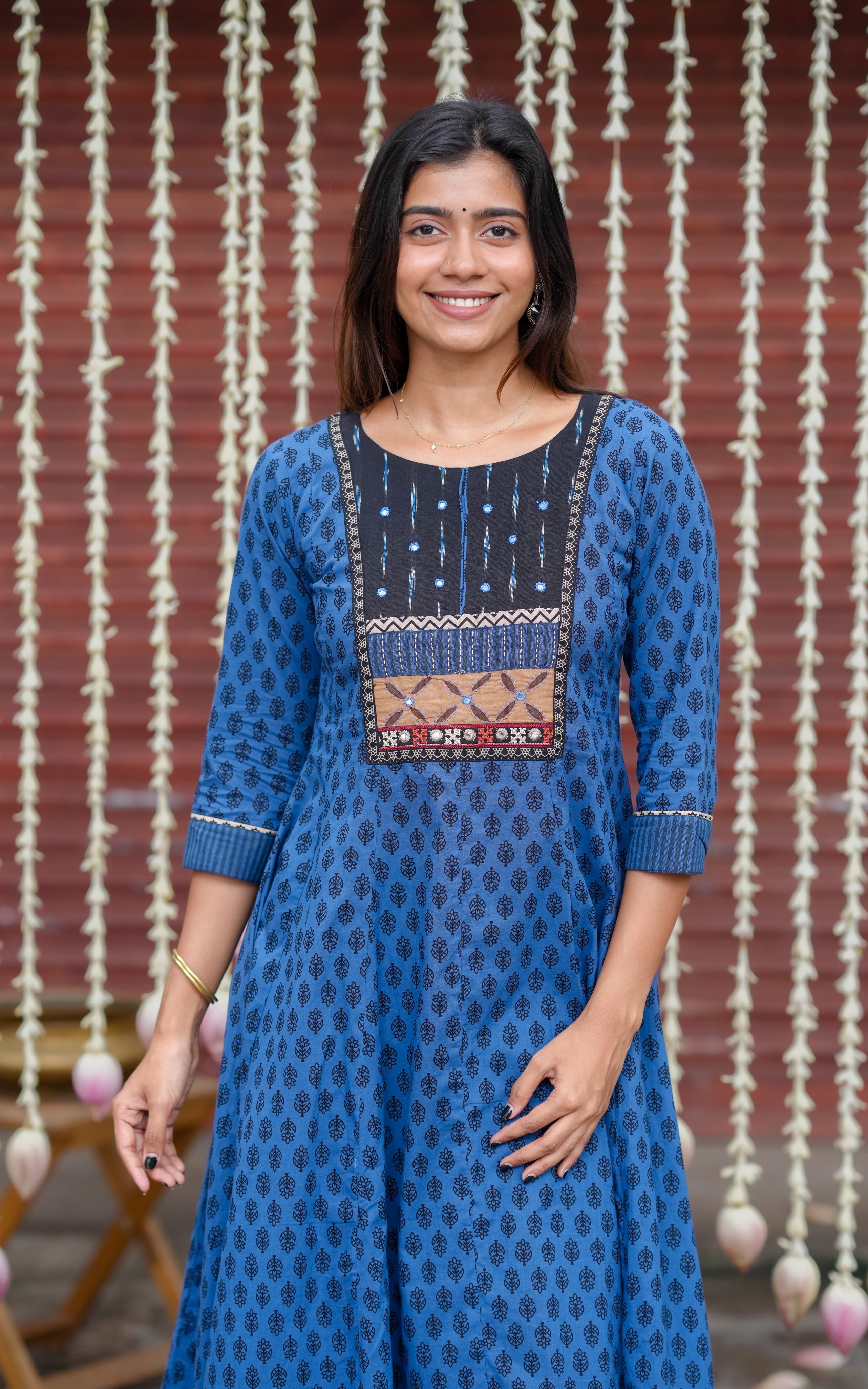 Handblock Printed Cotton Anarkali kurti for casual wear