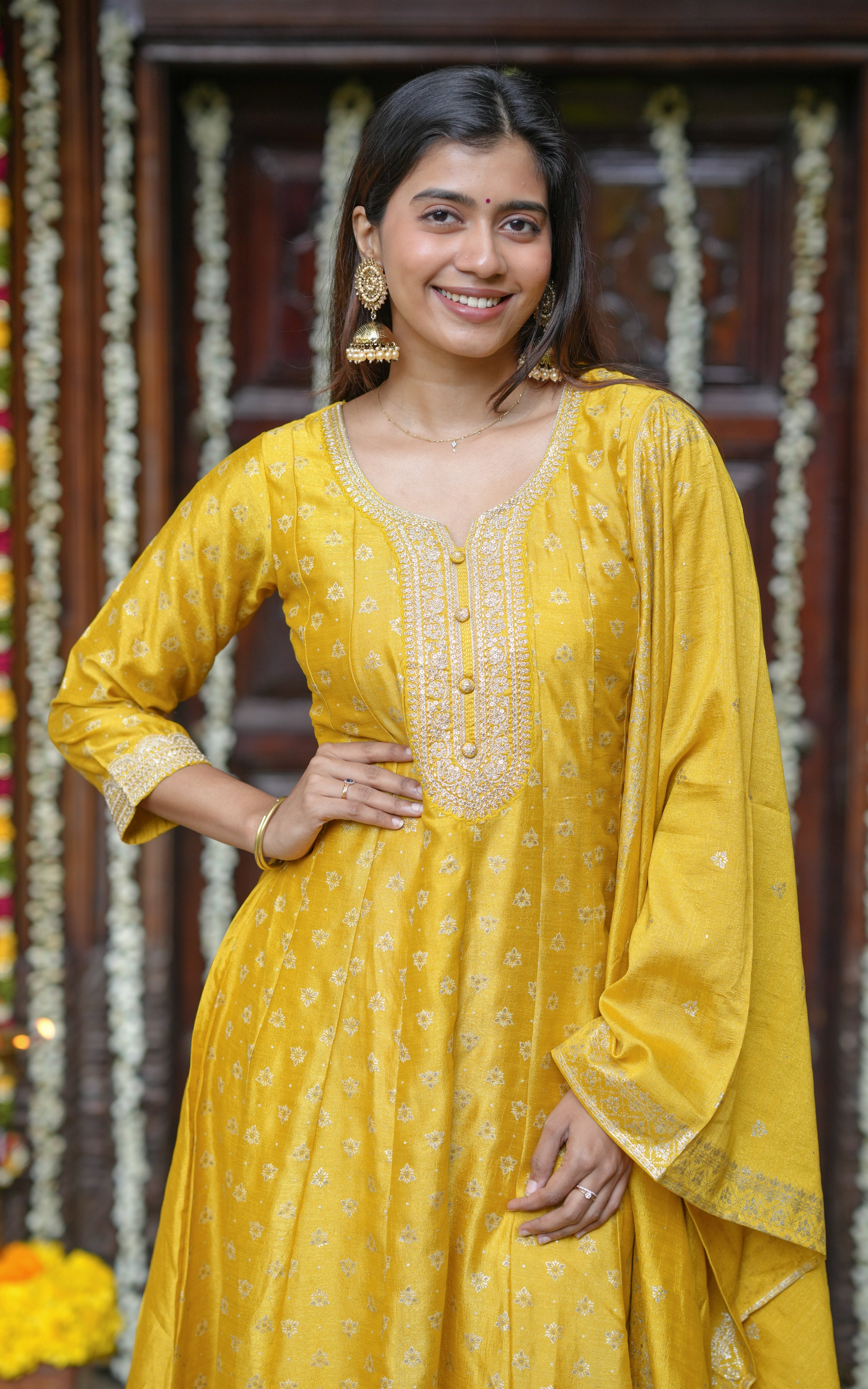  Matching dupatta adds sparkle while pants offer all-day comfort.