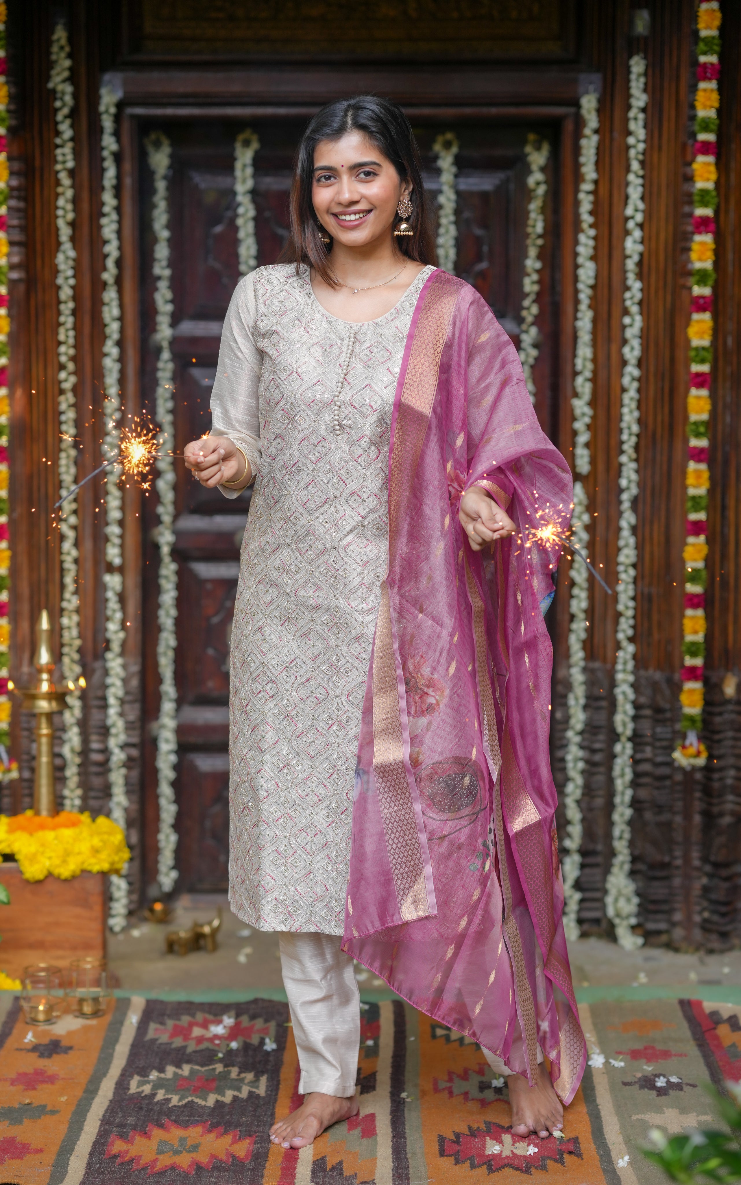 A beautifully crafted ethnic outfit blending elegance and everyday comfort, perfect for festive or casual moments
