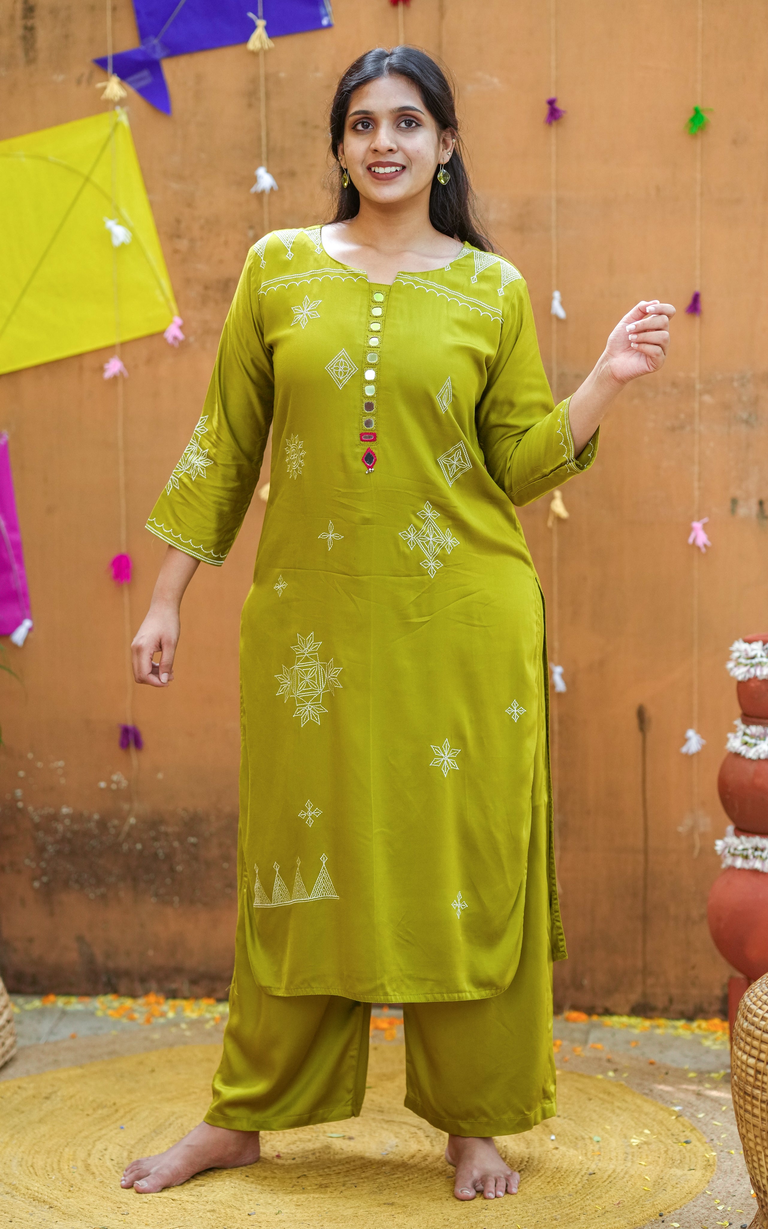 Embroidered Straight Cut Kurti sets