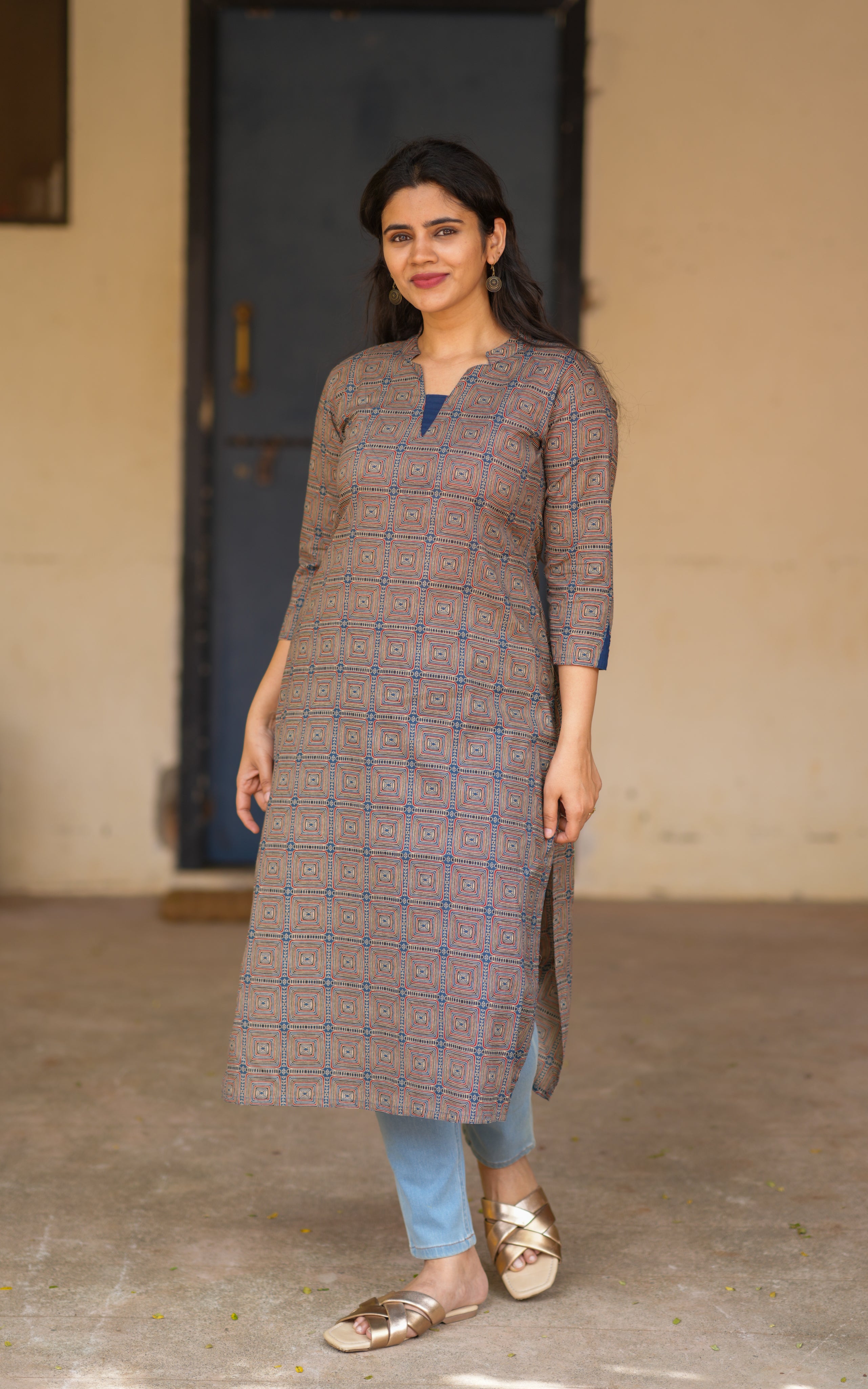 Straight-cut kurti.