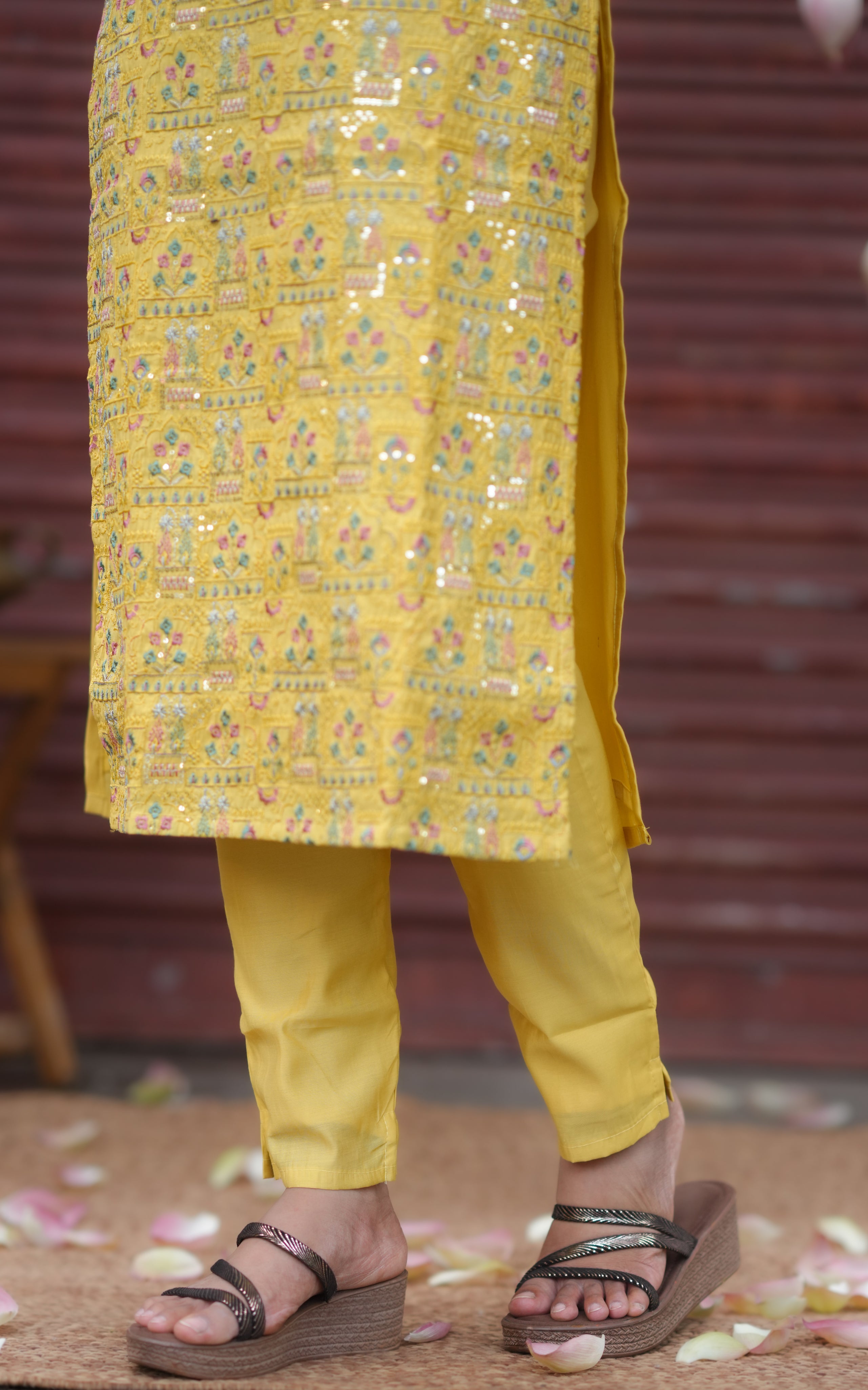 3/4th-sleeve kurti set