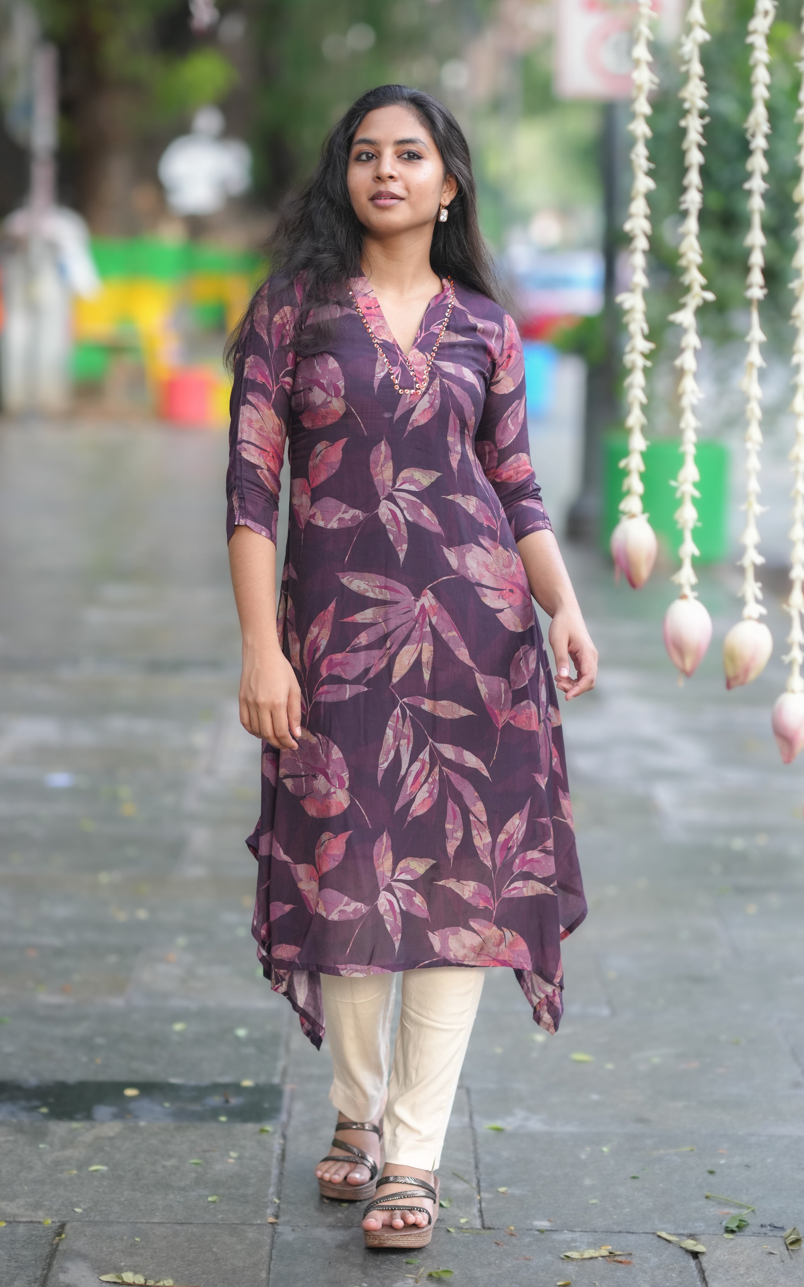 Asymmetrical Kurti with V-Neck kurti for women