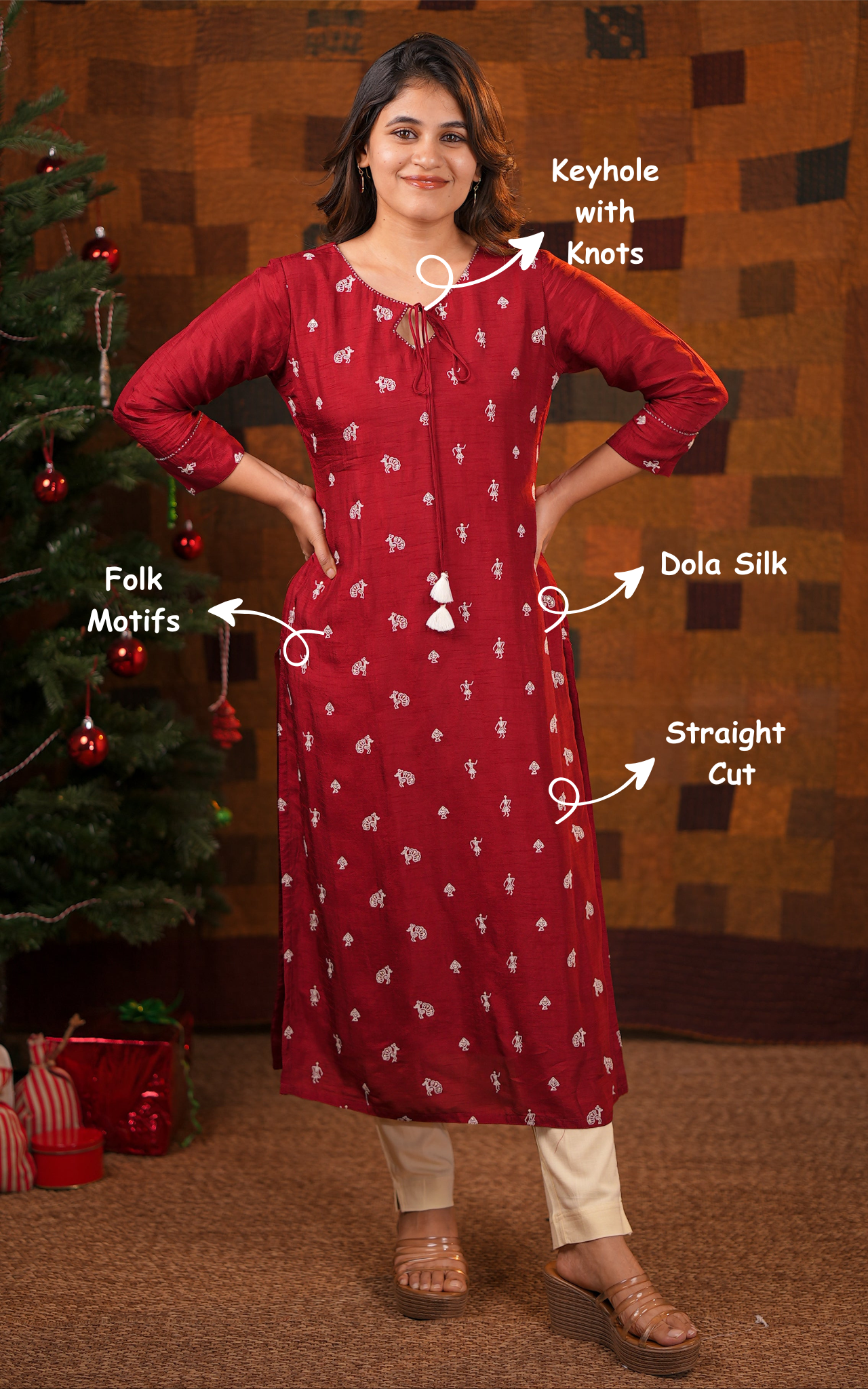 Dola Silk straight cut kurti