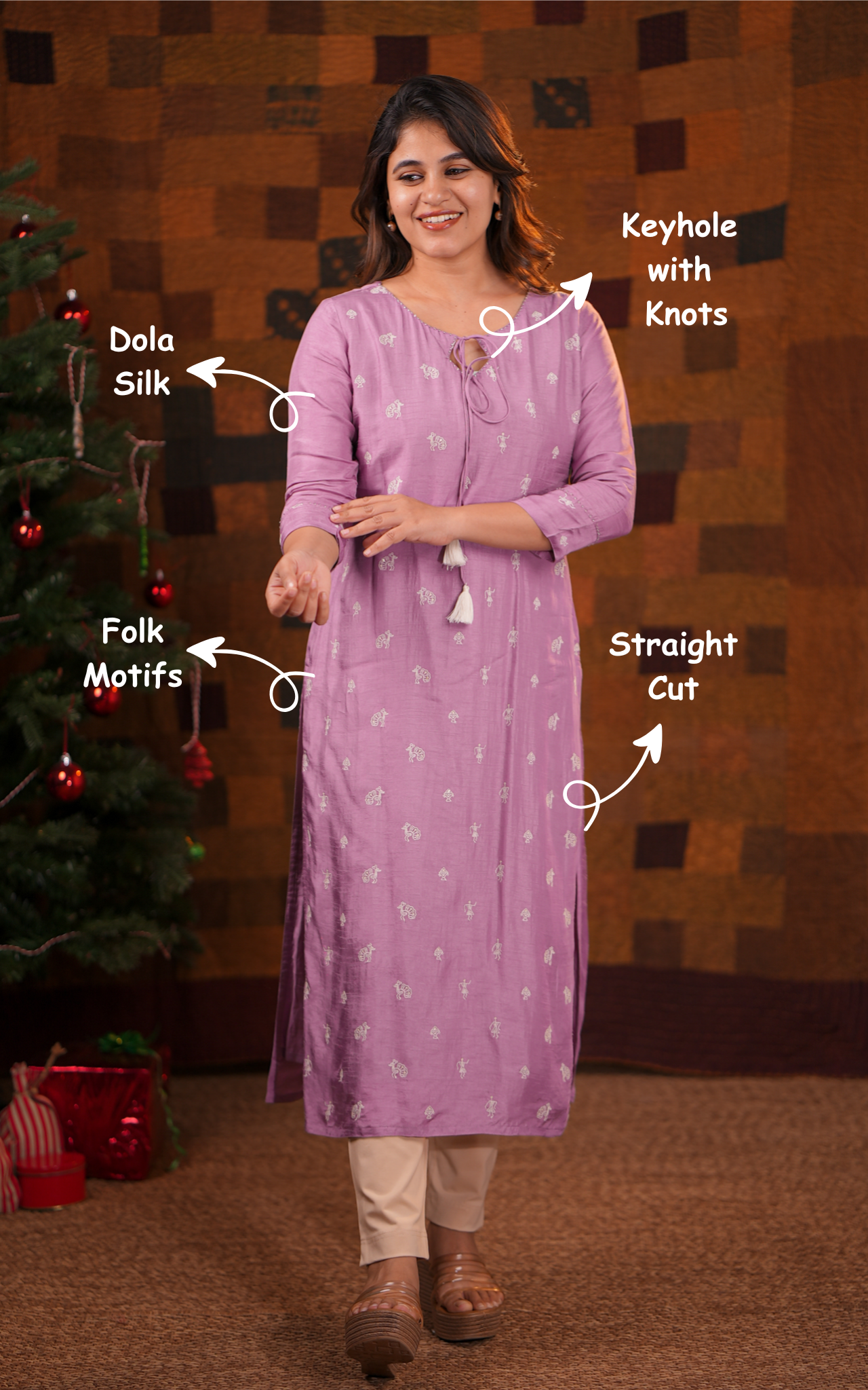 Dola Silk Straight cut kurti for women