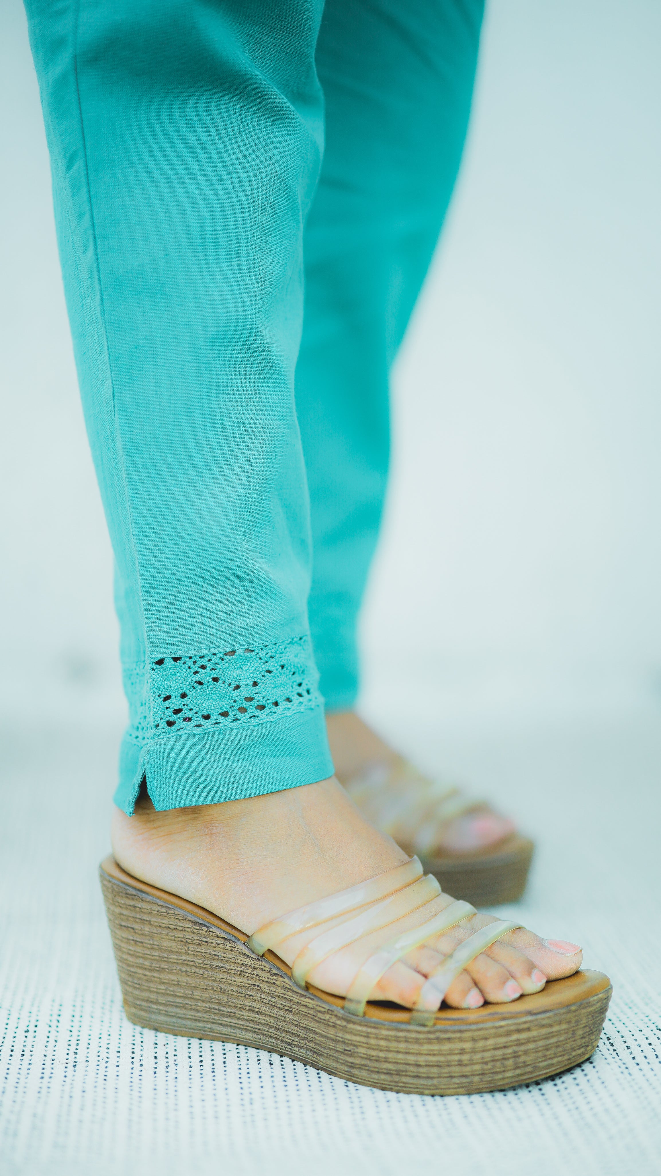 Instore – Turquoise Straight Fit Pant for Women – Pure Cotton Flex – Mix N Match – Ethnic Wear