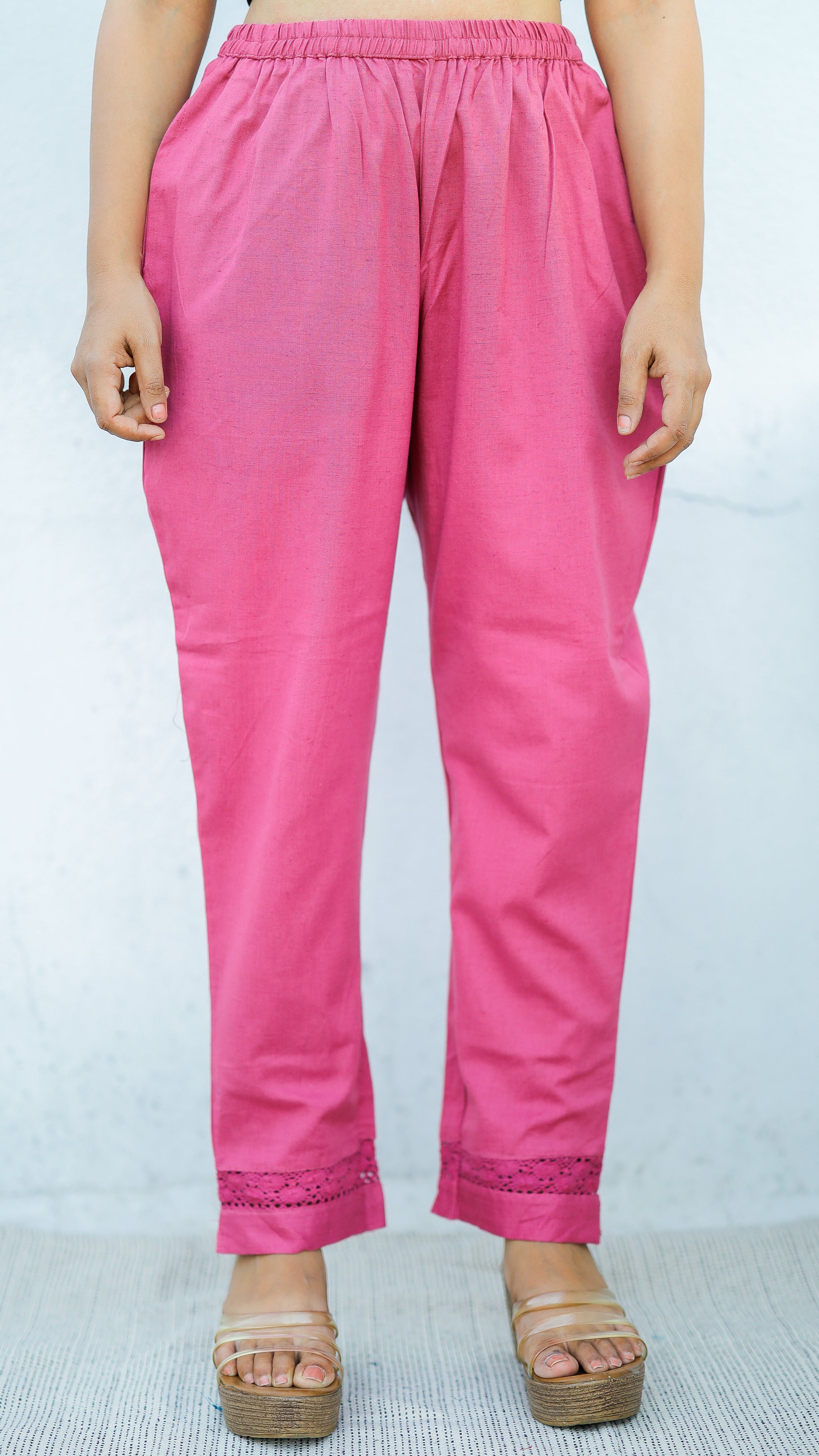 Instore – Pink Straight Fit Pant for Women – Pure Cotton Flex – Mix N Match – Ethnic Wear