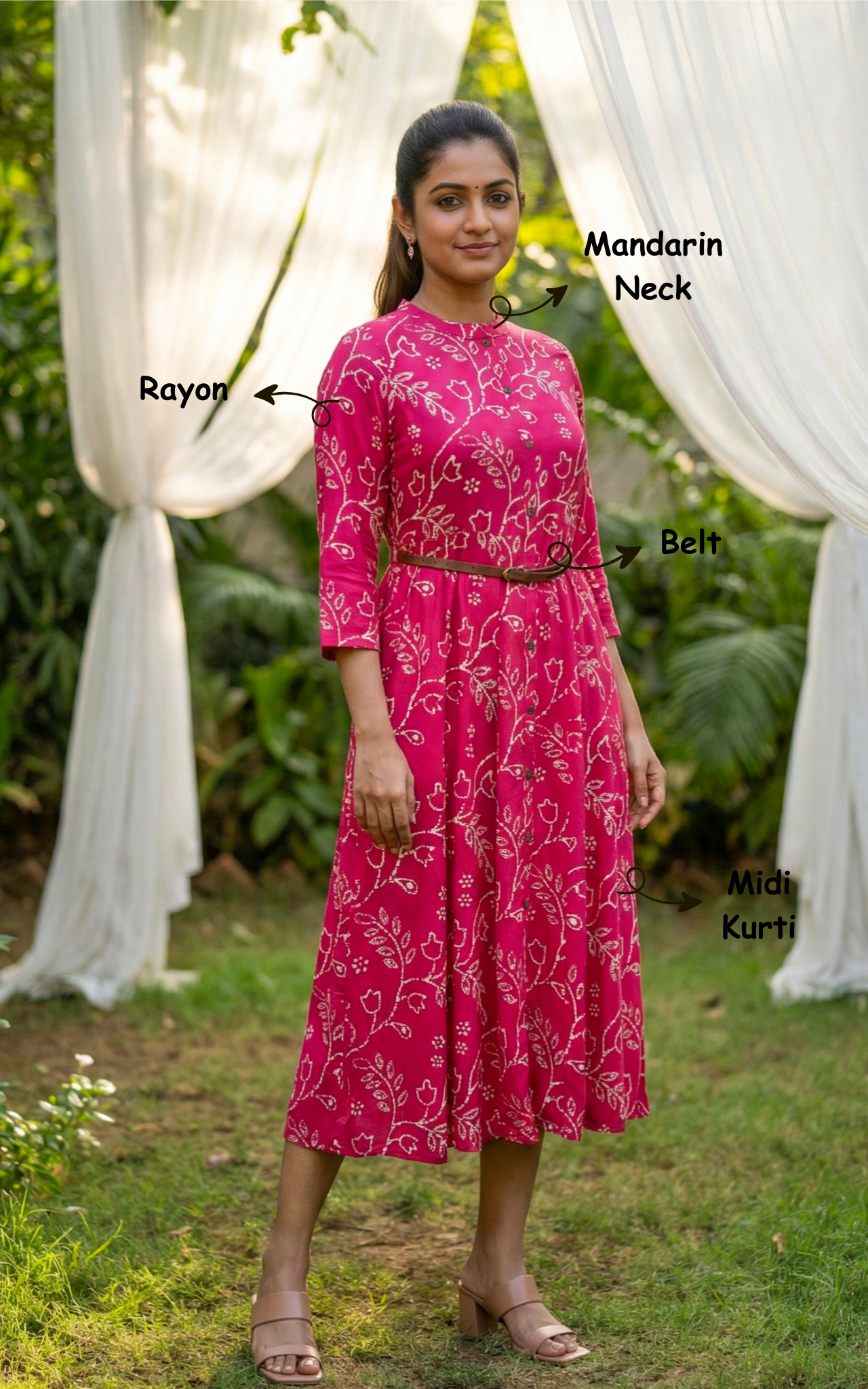Instore – Pink Mulan Kurti for Women – Rayon – Indian Ethnic Wear