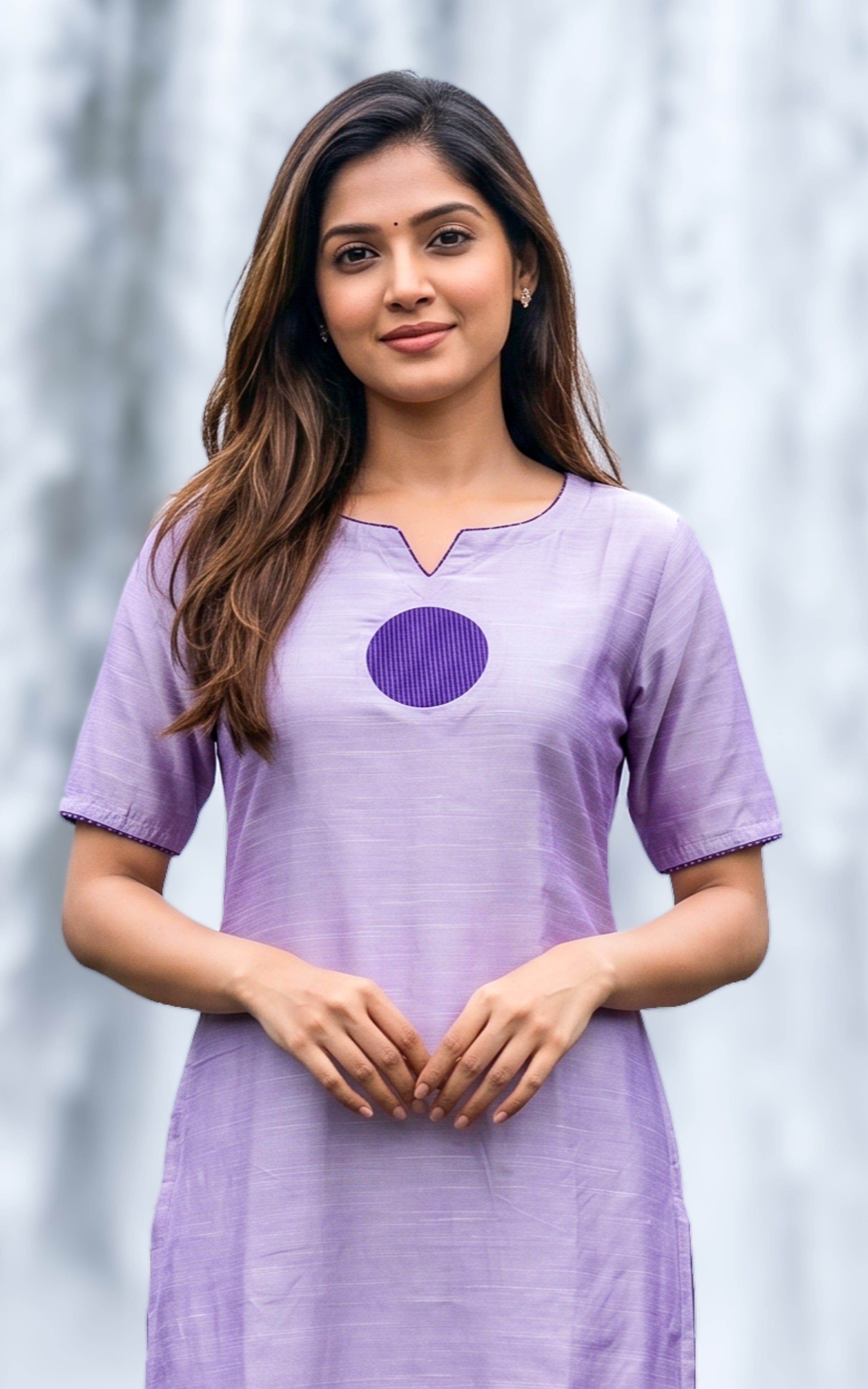 Light lavender straight cut silk cotton kurti for women