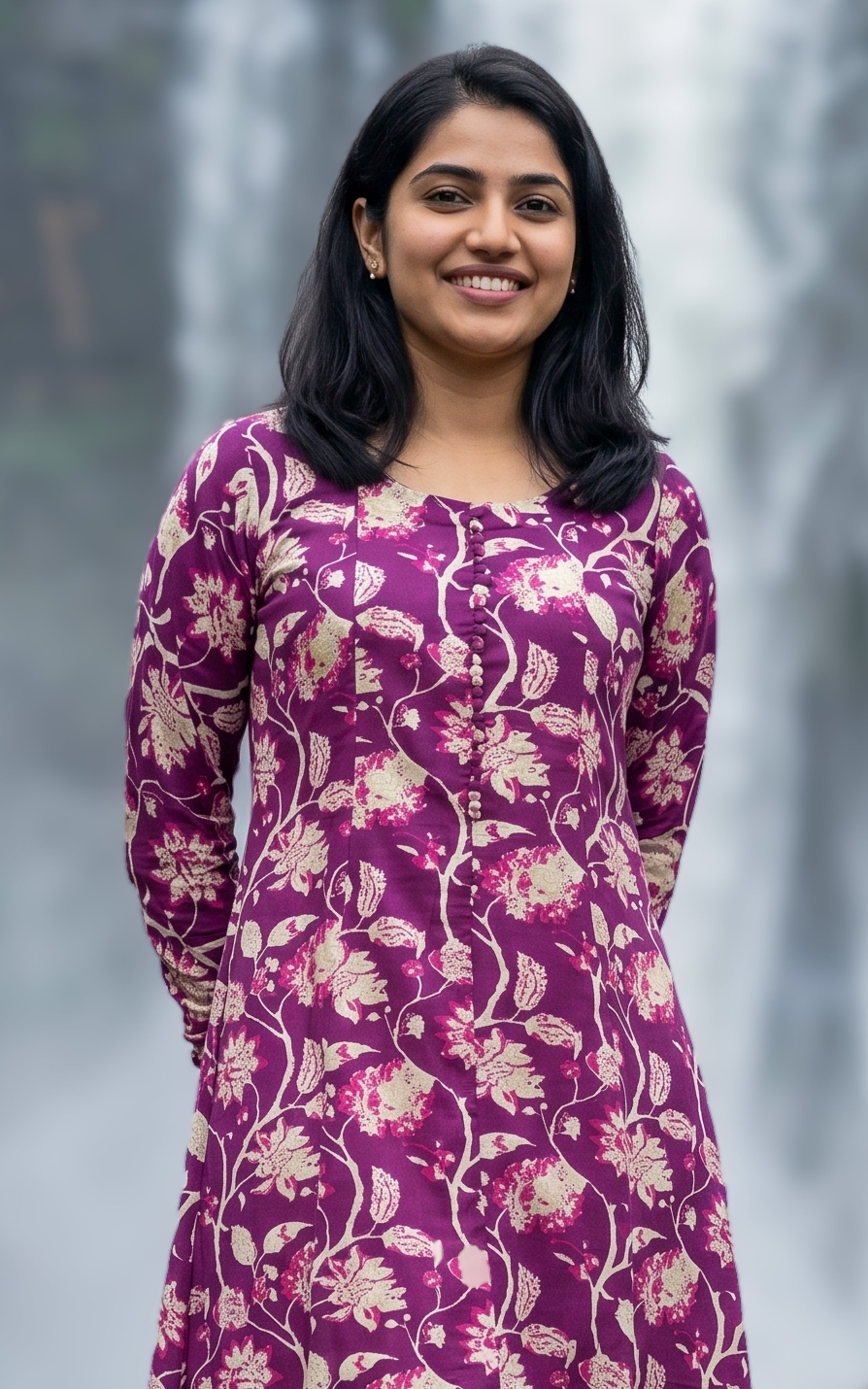 Cotton kurti with gathered sleeves for women
