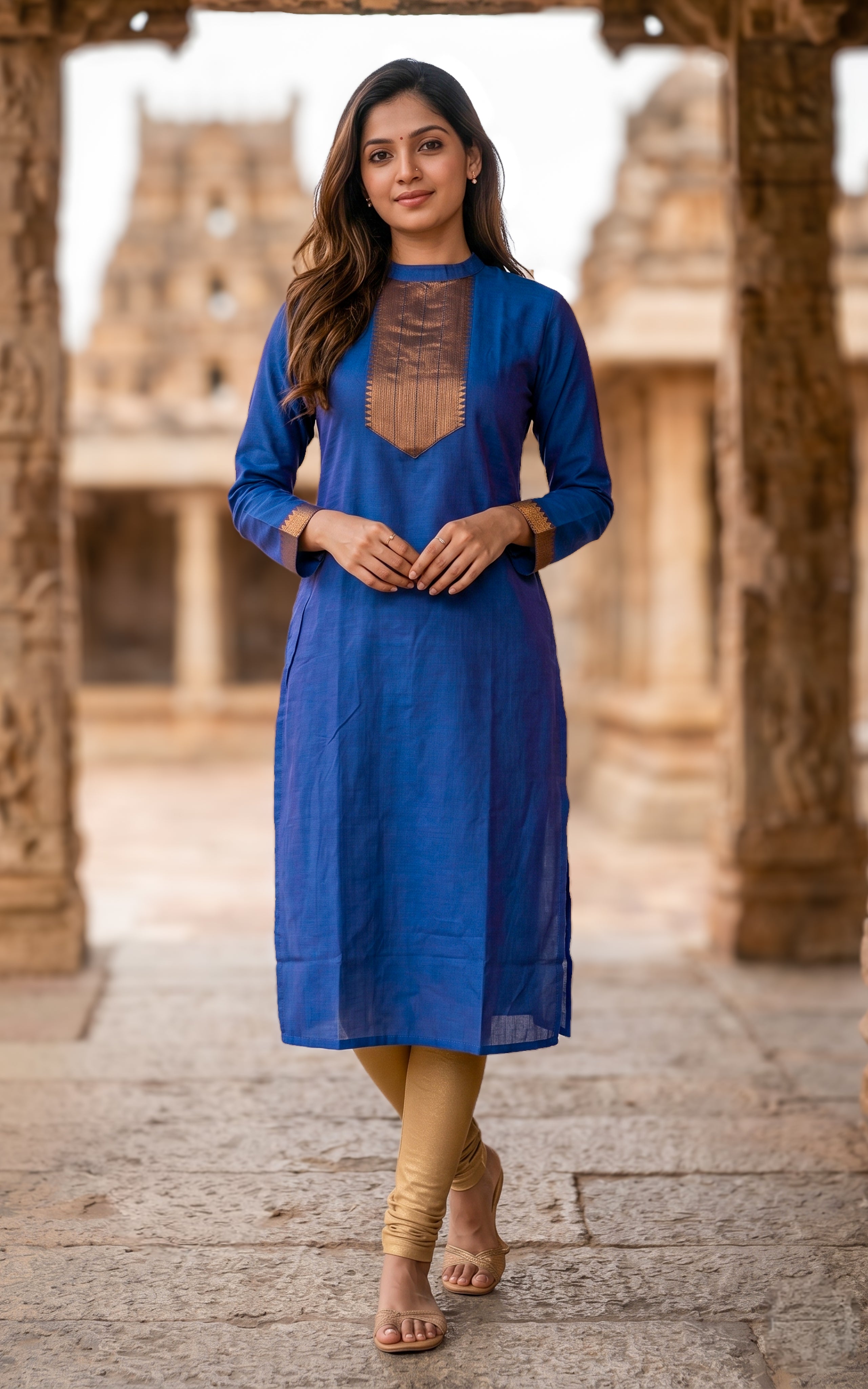 Blue stylish straight cut kurti for women