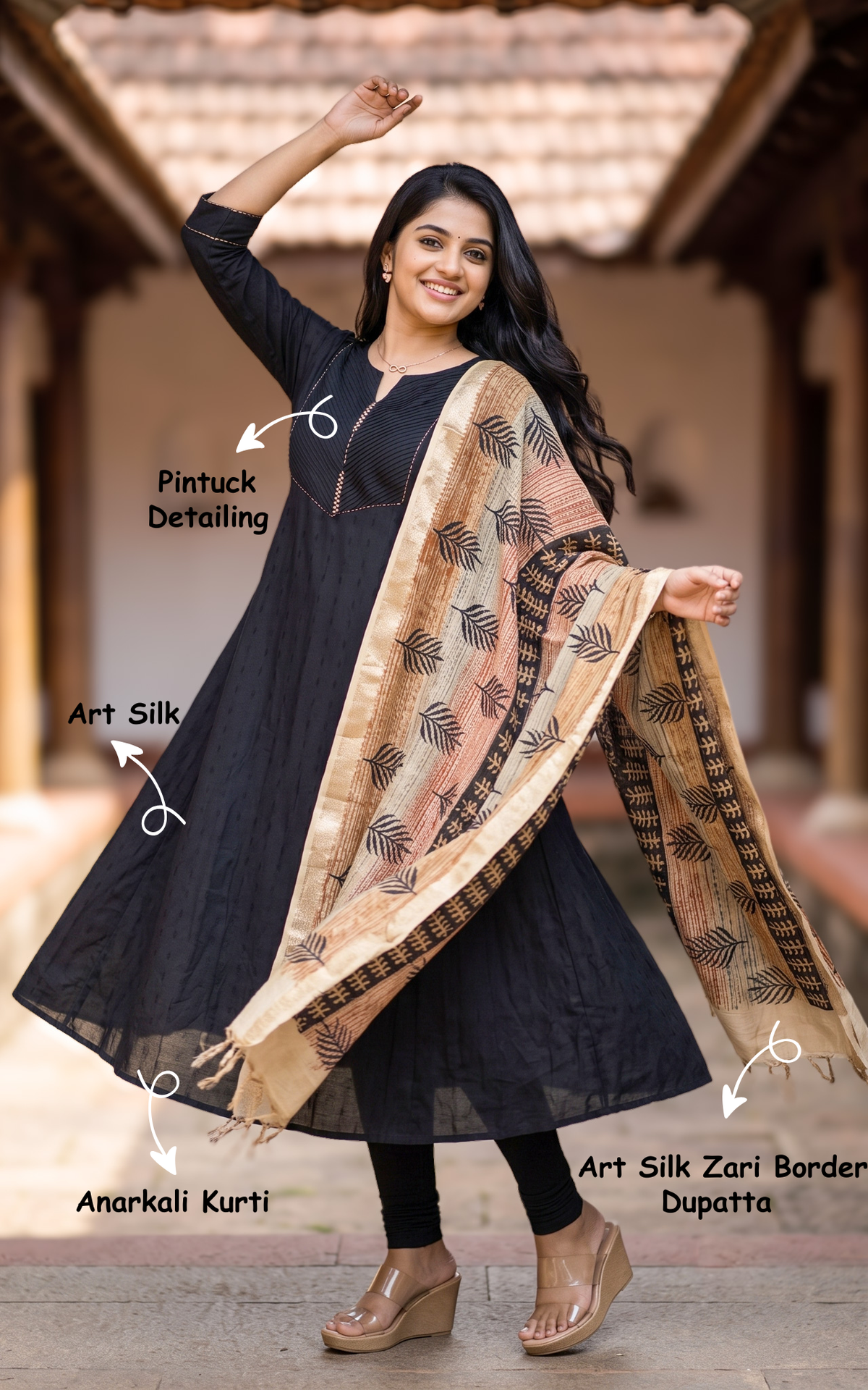 Prajina Black (Kurti+Dupatta)