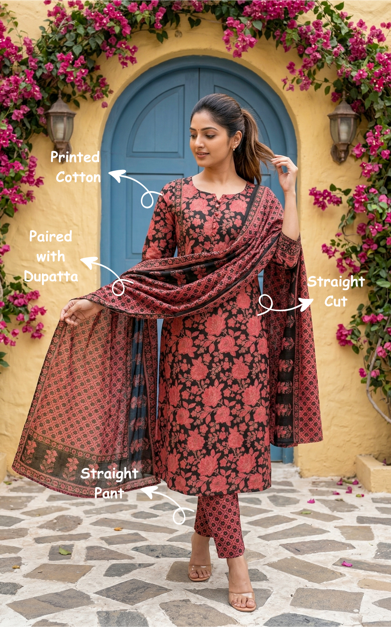 Reshma Black (Kurti+Pant+Dupatta)