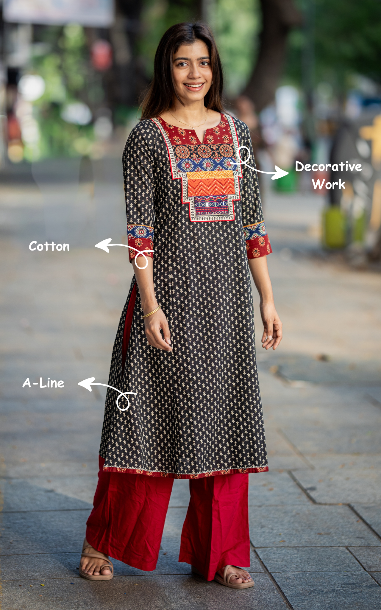 Black Cotton Summer Collection Kurti for Women