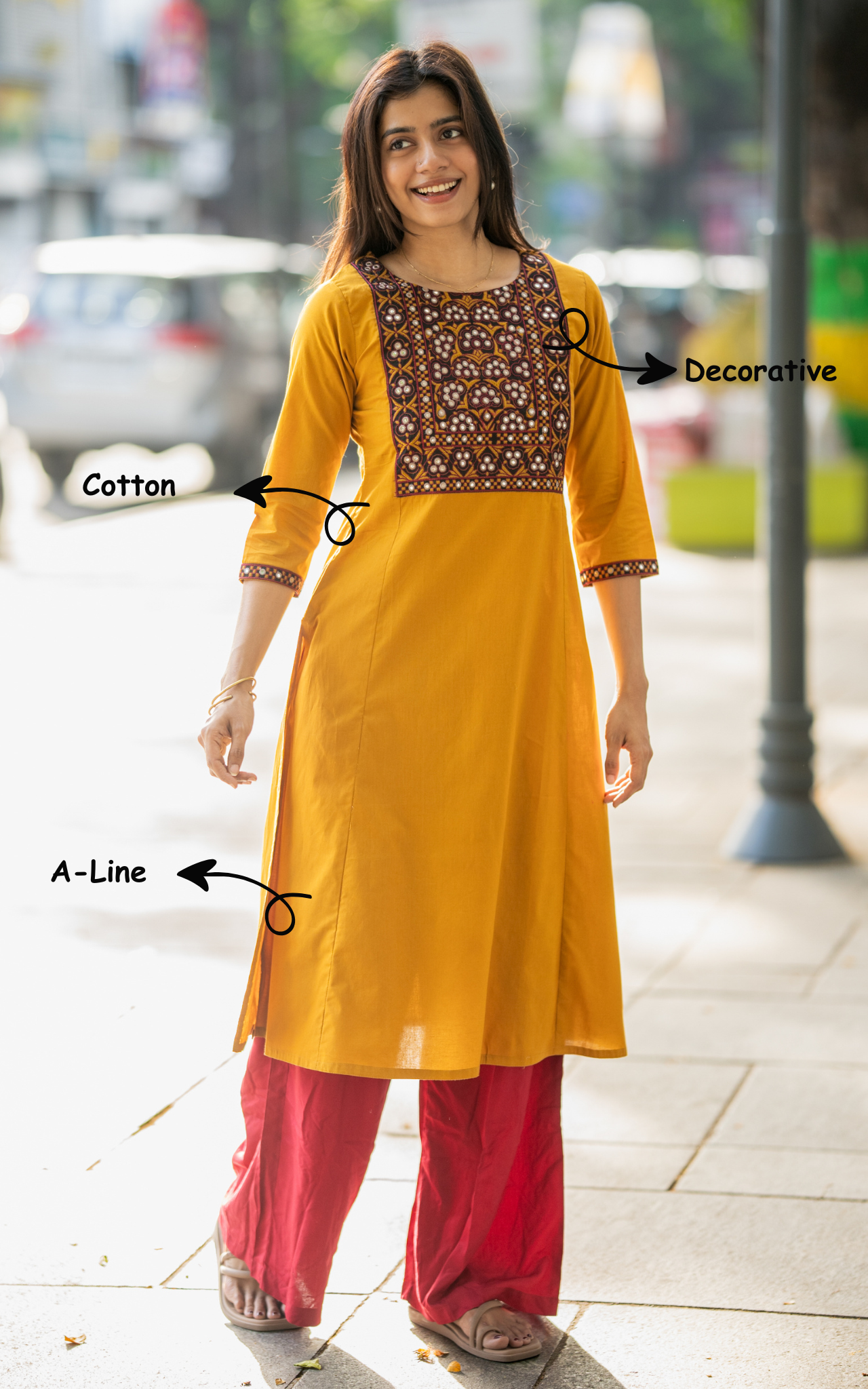 Mustard Cotton Elegant Kurti for Women