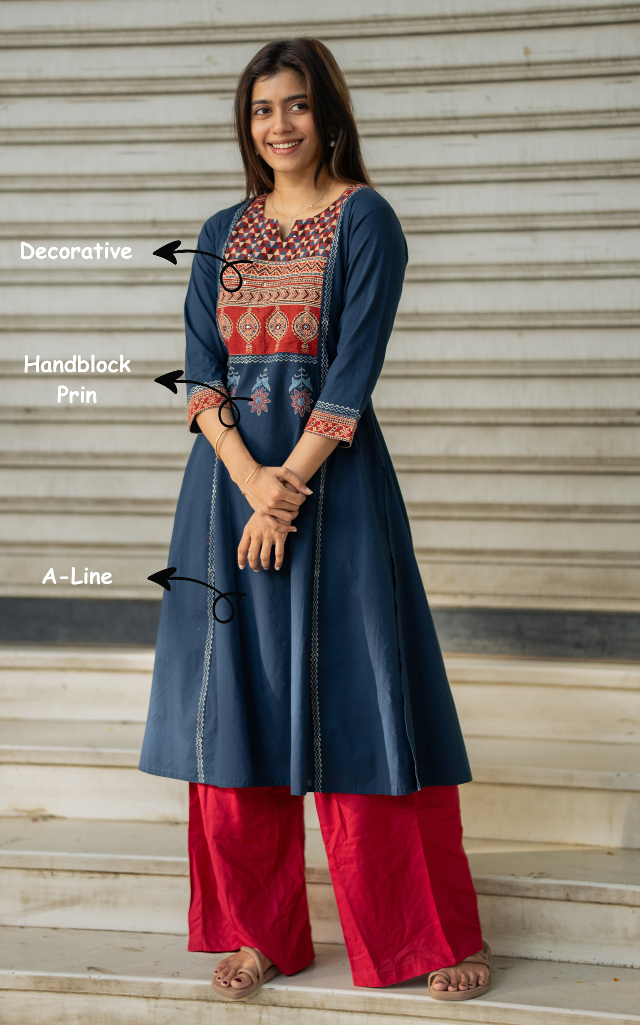 Navy Blue Cotton Summer Collection Kurti for Women
