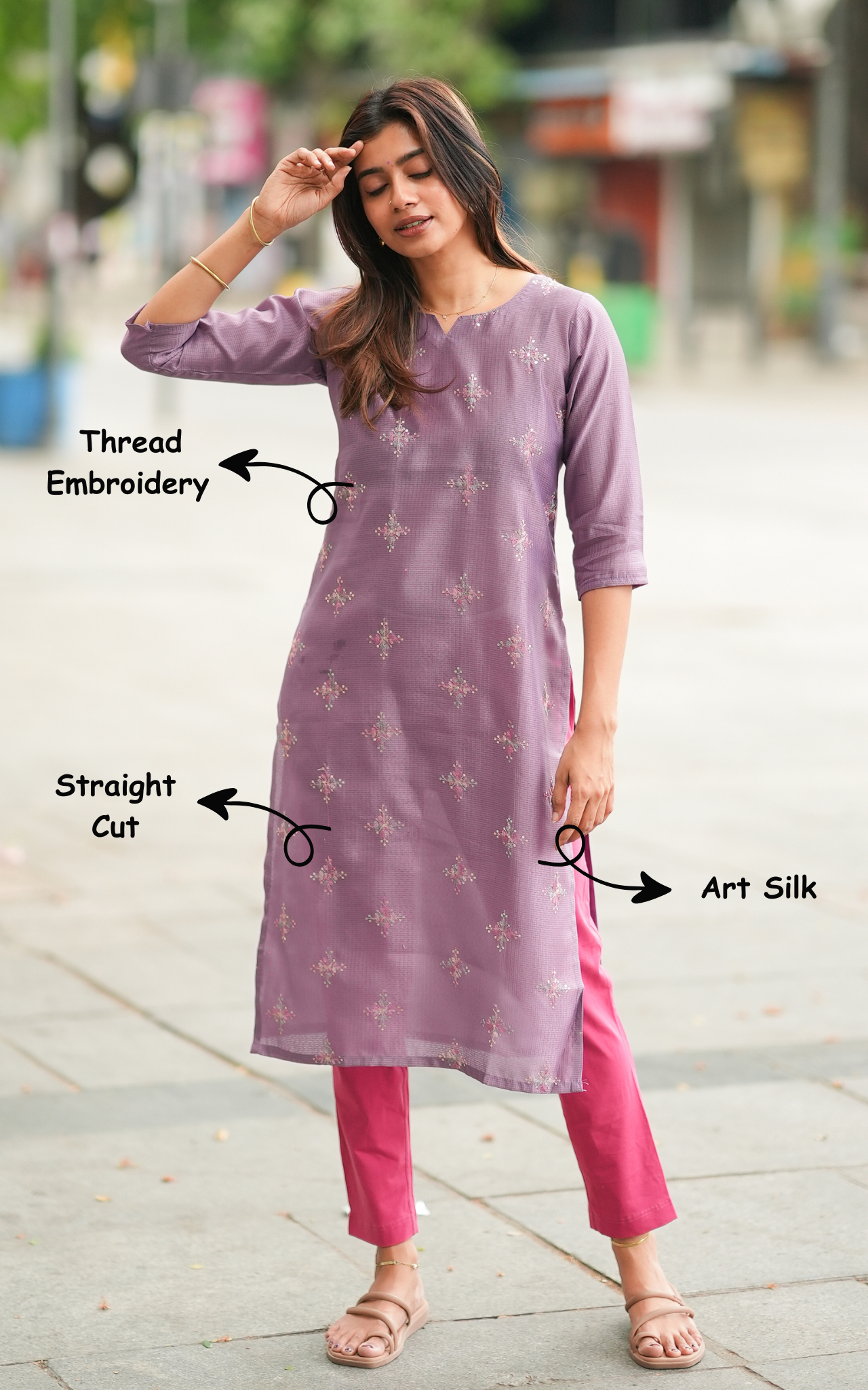 Office wear art silk kurti for women