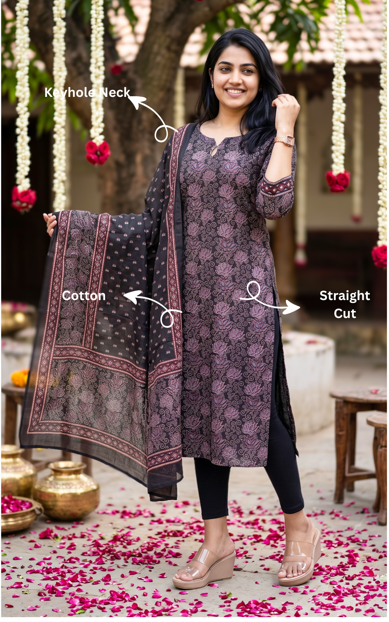 Nethra Black (Kurti+Dupatta)