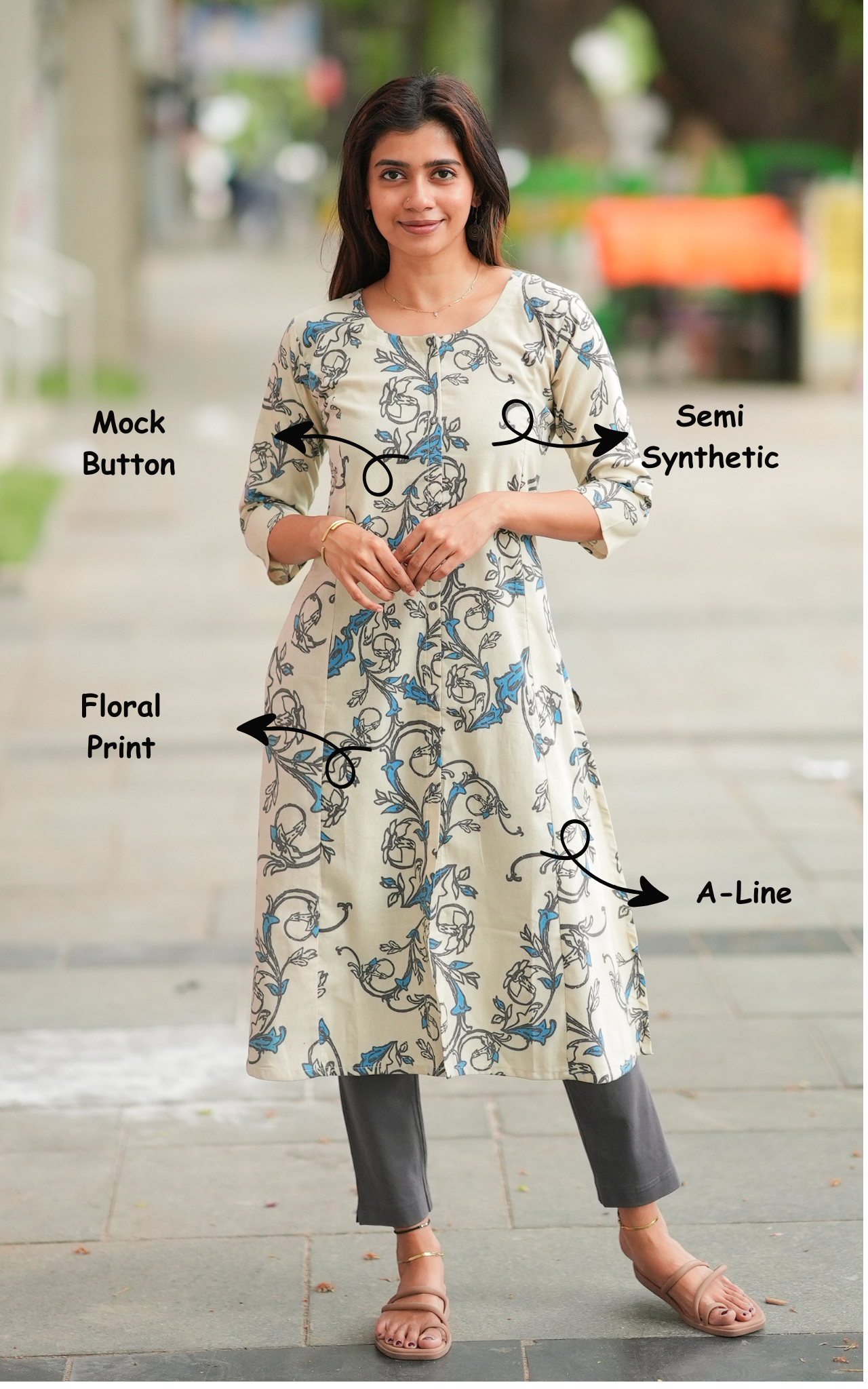Casual wear semi synthetic kurti