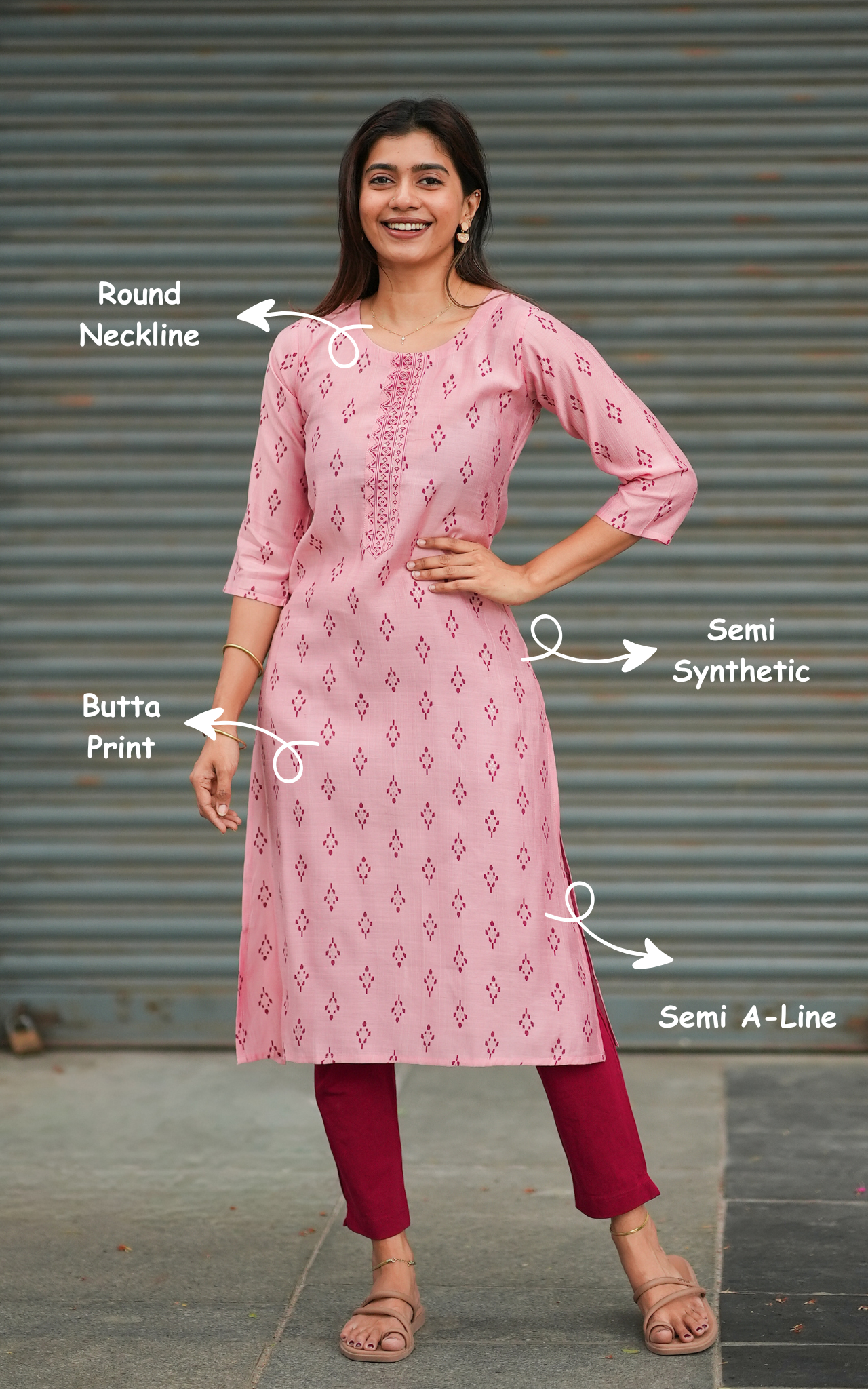 Office wear semi synthetic kurti for women